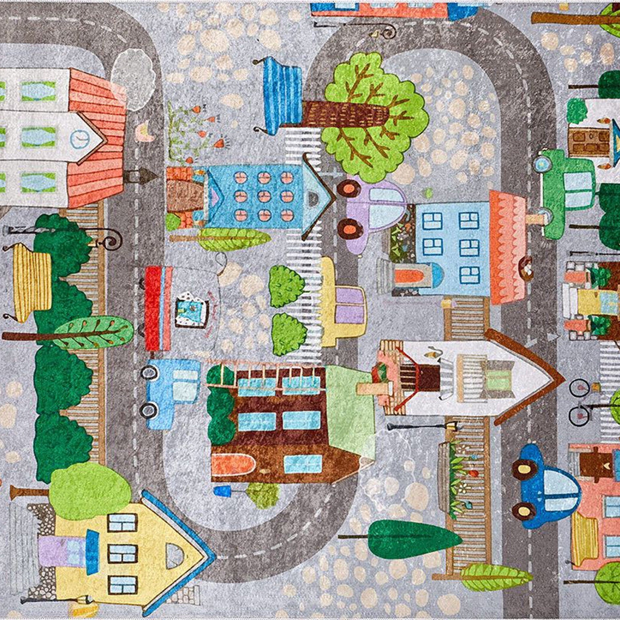 Tera City Traffic Gray Kids Rug