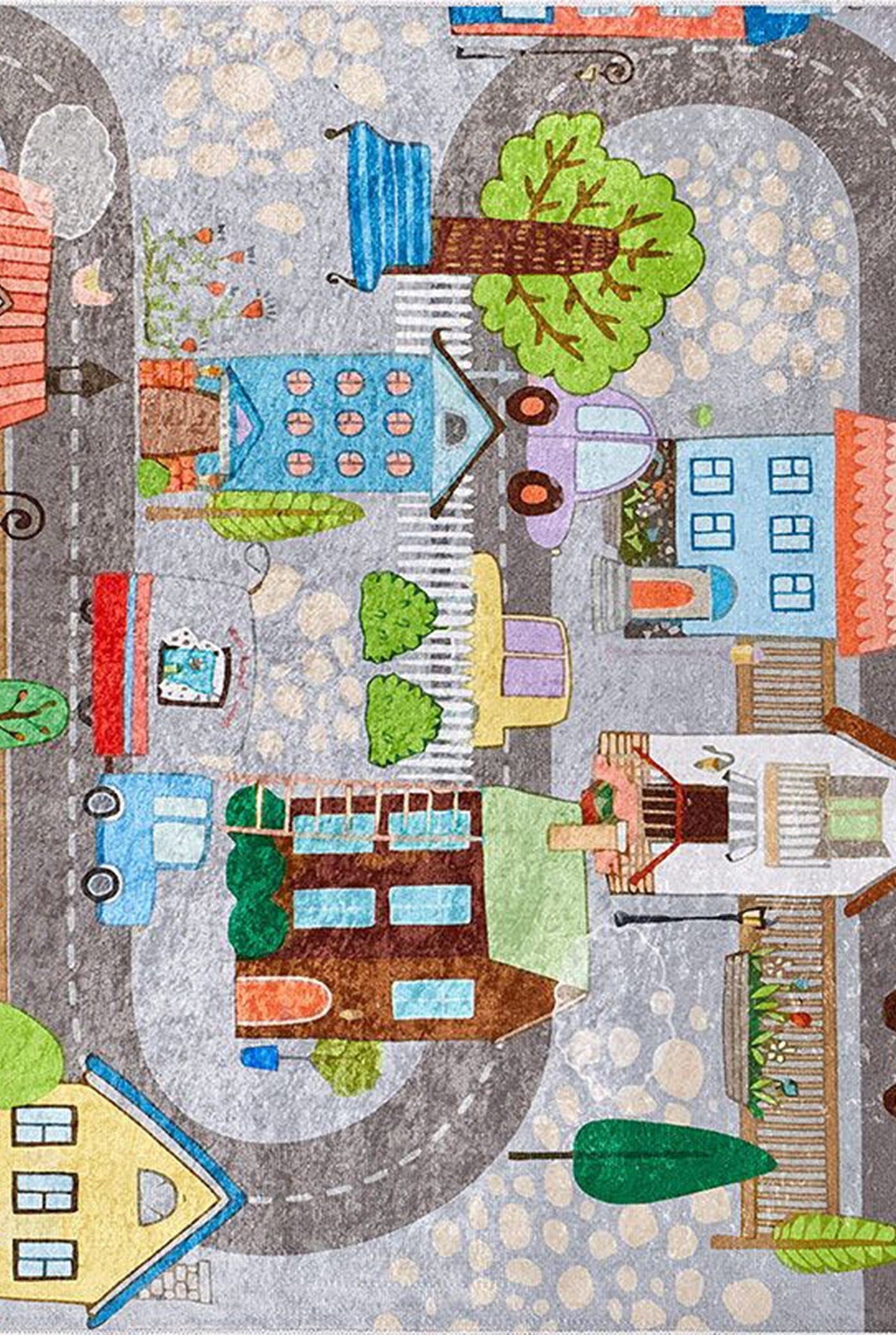 Tera City Traffic Gray Kids Rug