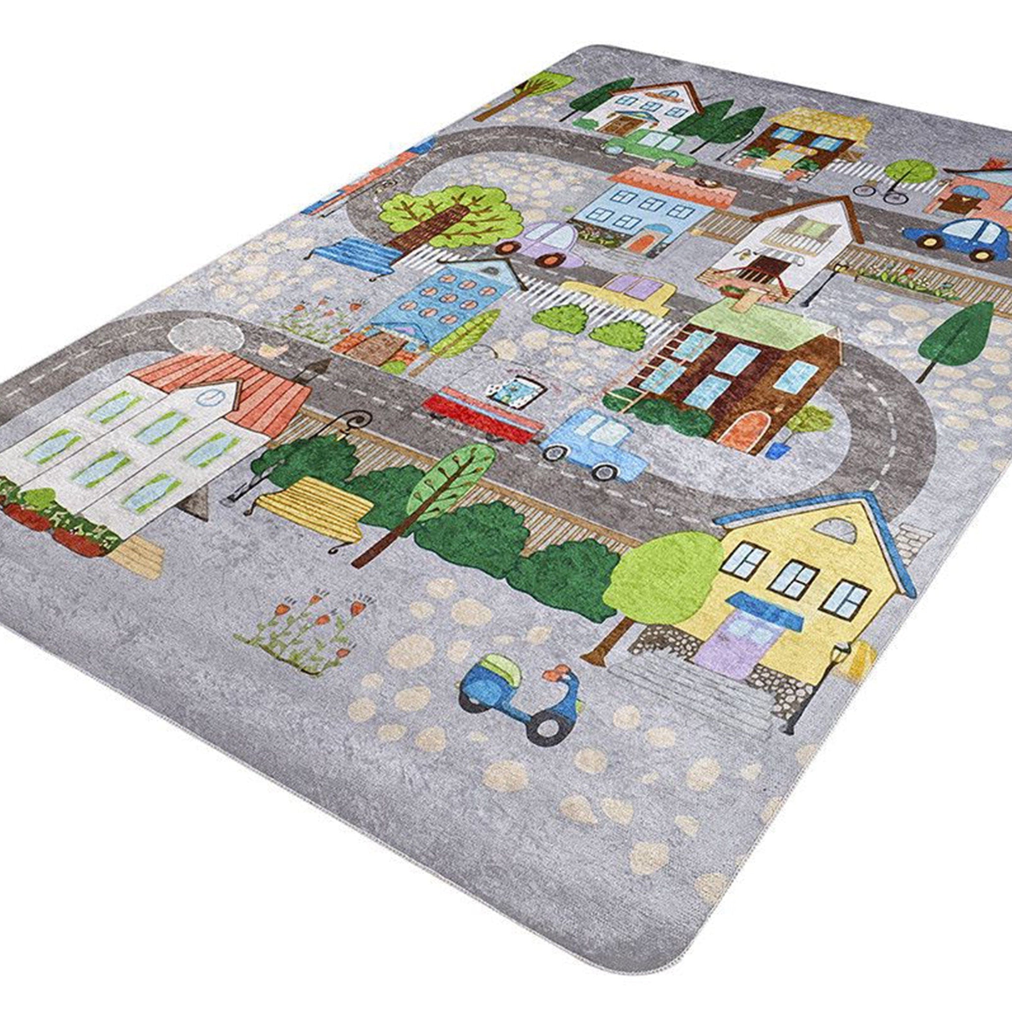 Tera City Traffic Gray Kids Rug