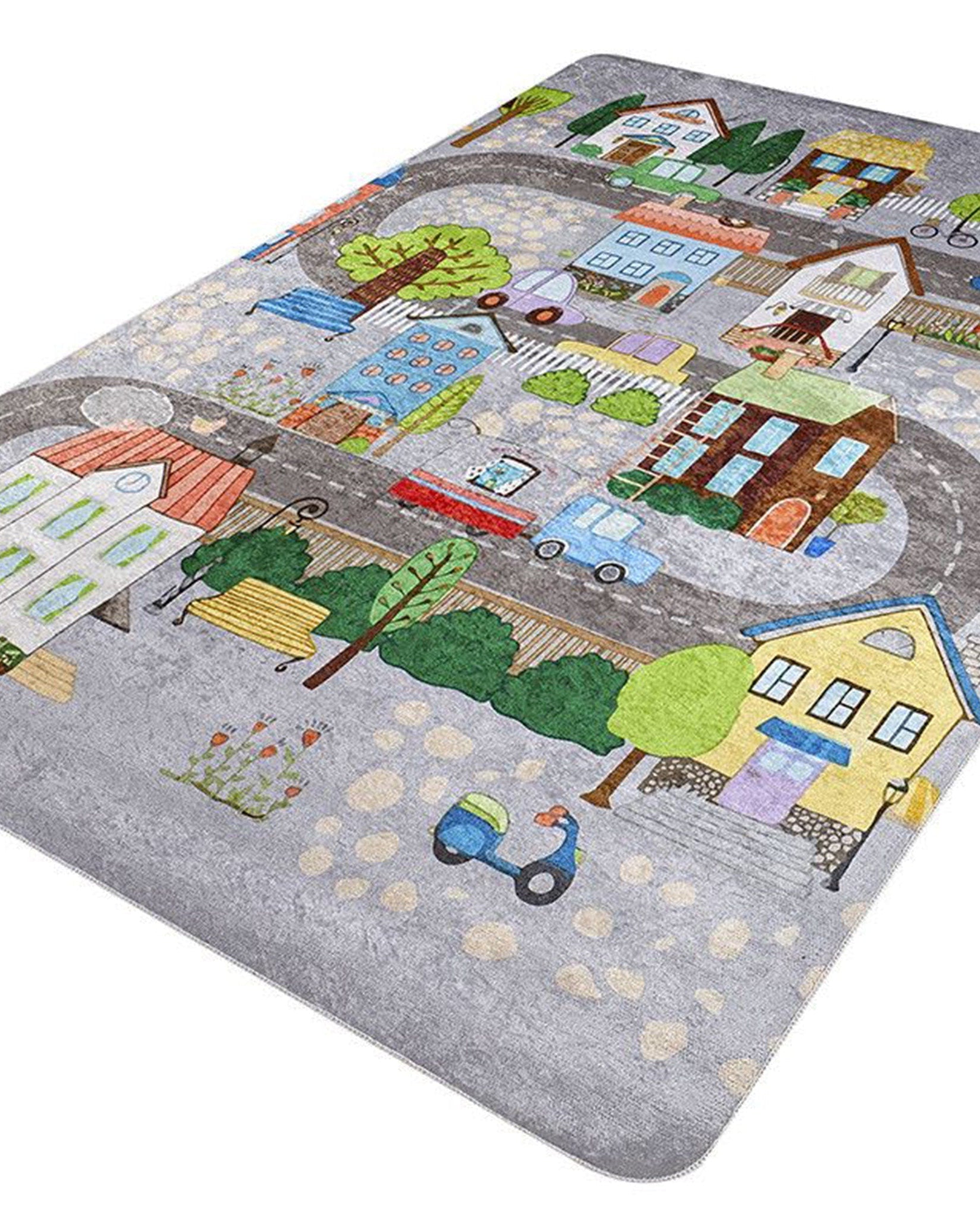 Tera City Traffic Gray Kids Rug