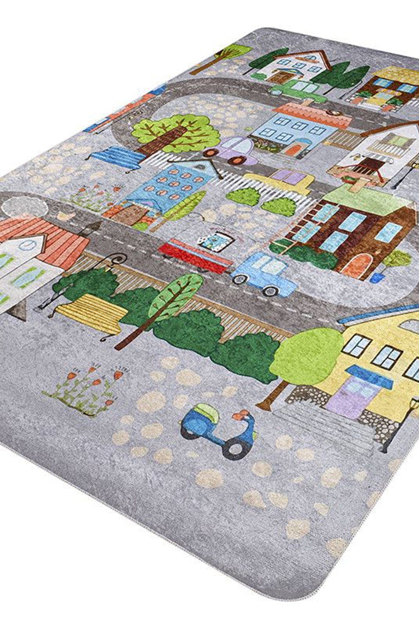 Tera City Traffic Gray Kids Rug