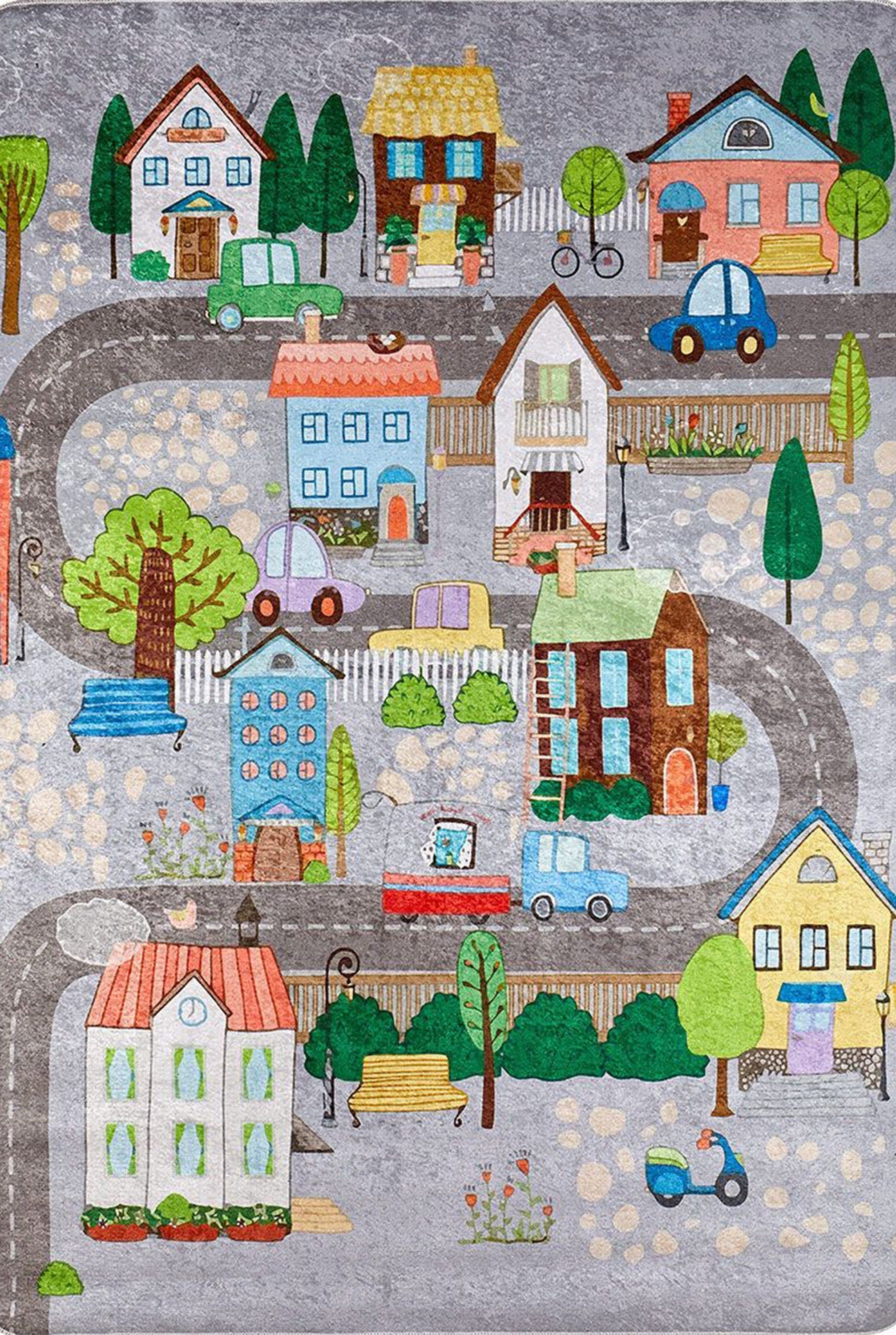Tera City Traffic Gray Kids Rug
