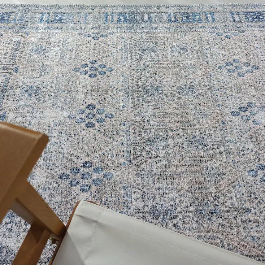 Tiana Rug Neutral Turkish Faded Gray Blue Rug