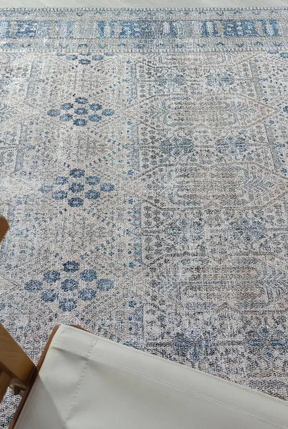 Tiana Rug Neutral Turkish Faded Gray Blue Rug
