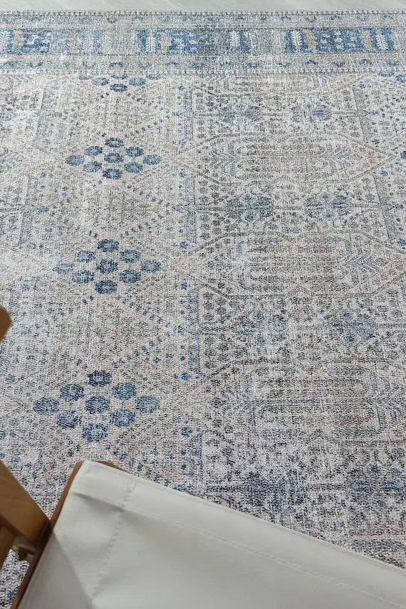 Tiana Rug Neutral Turkish Faded Gray Blue Rug