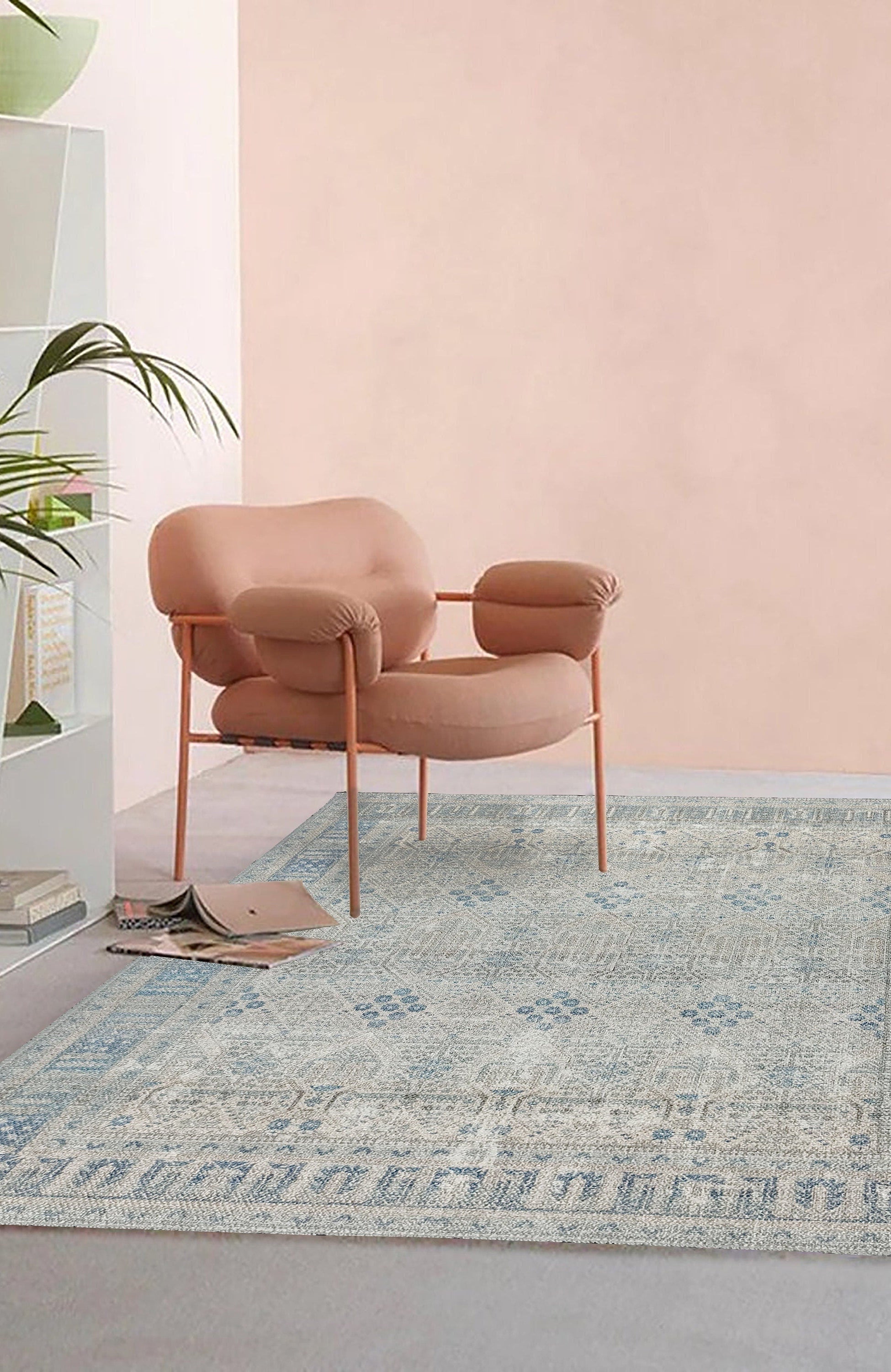 Tiana Rug Neutral Turkish Faded Gray Blue Rug