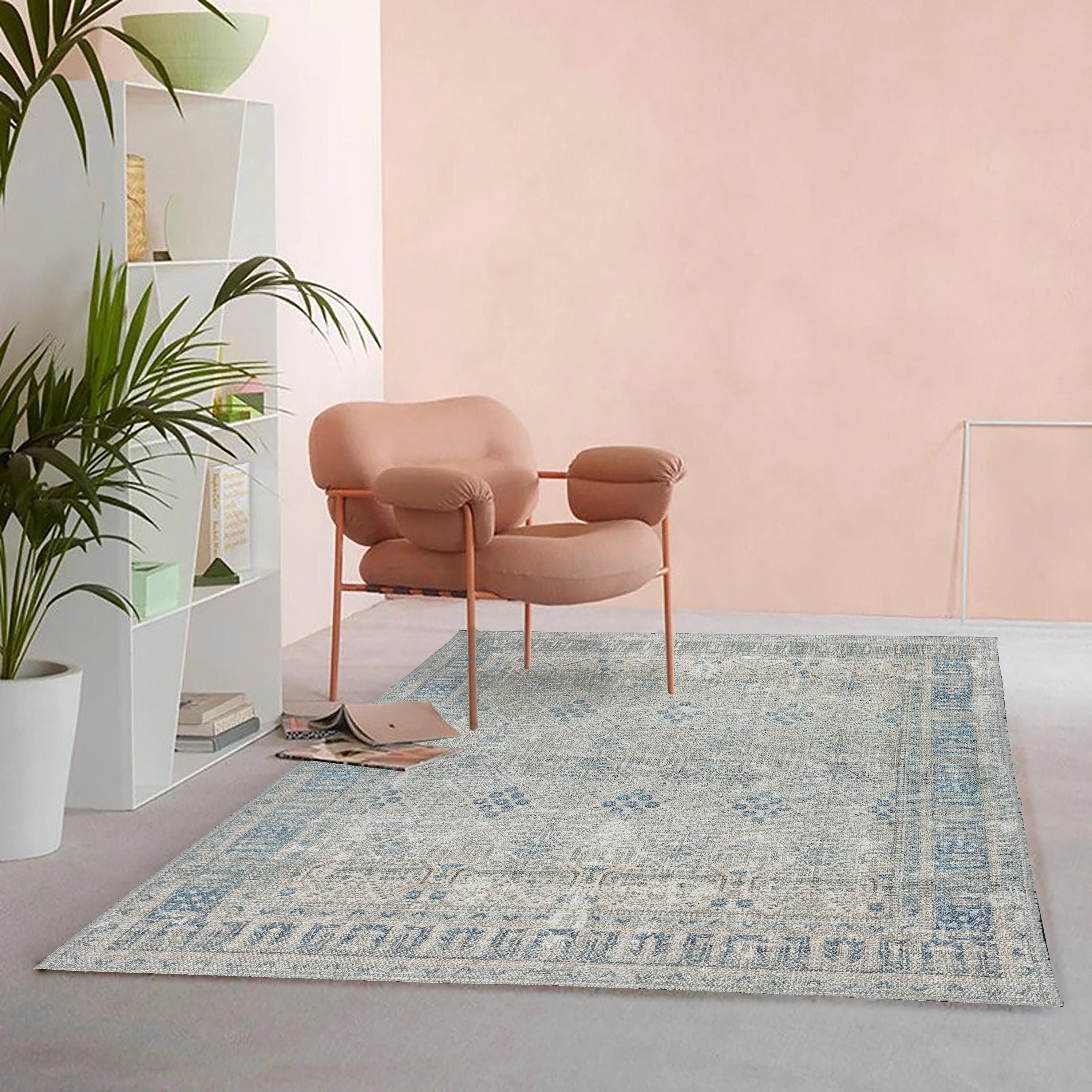 Tiana Rug Neutral Turkish Faded Gray Blue Rug