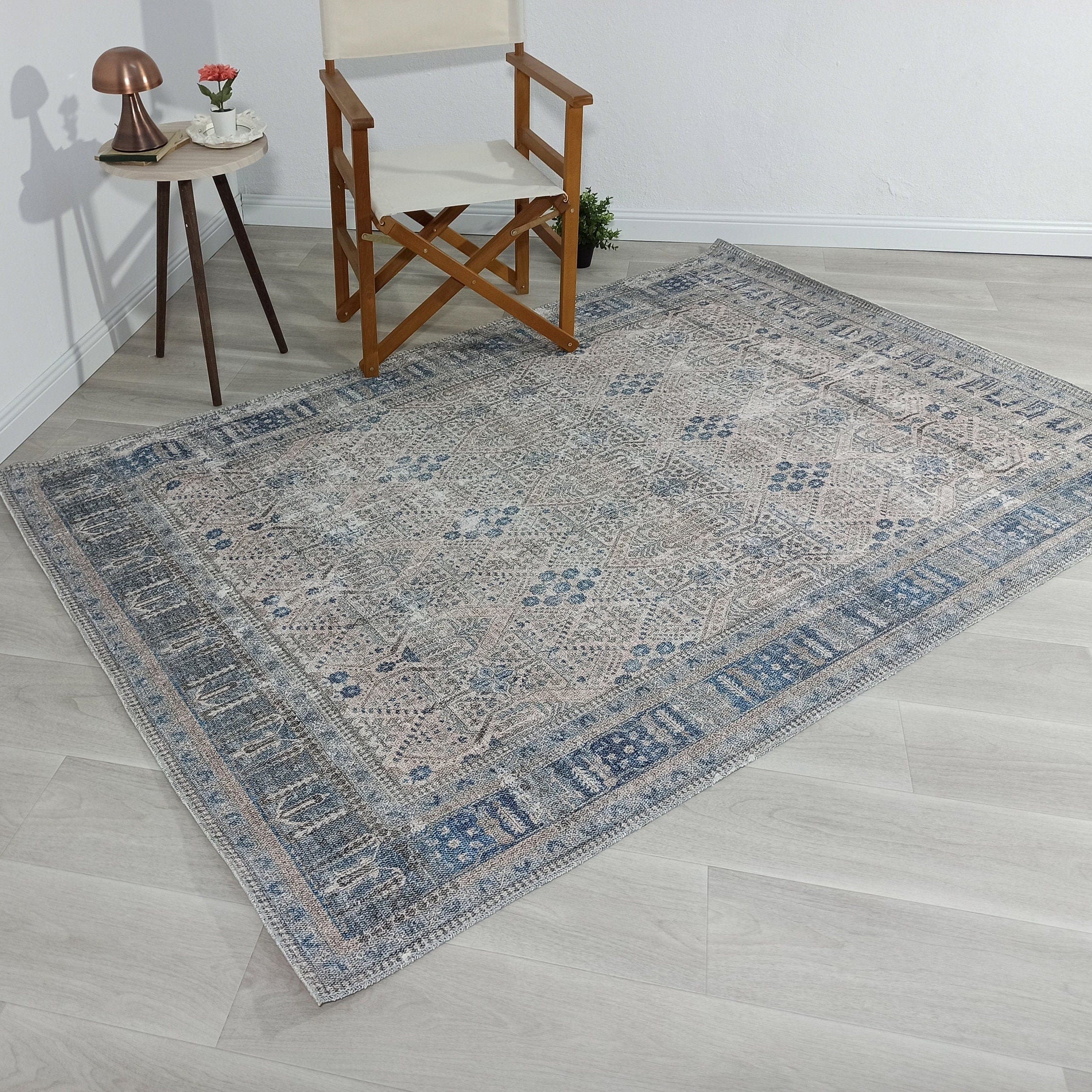 Tiana Rug Neutral Turkish Faded Gray Blue Rug