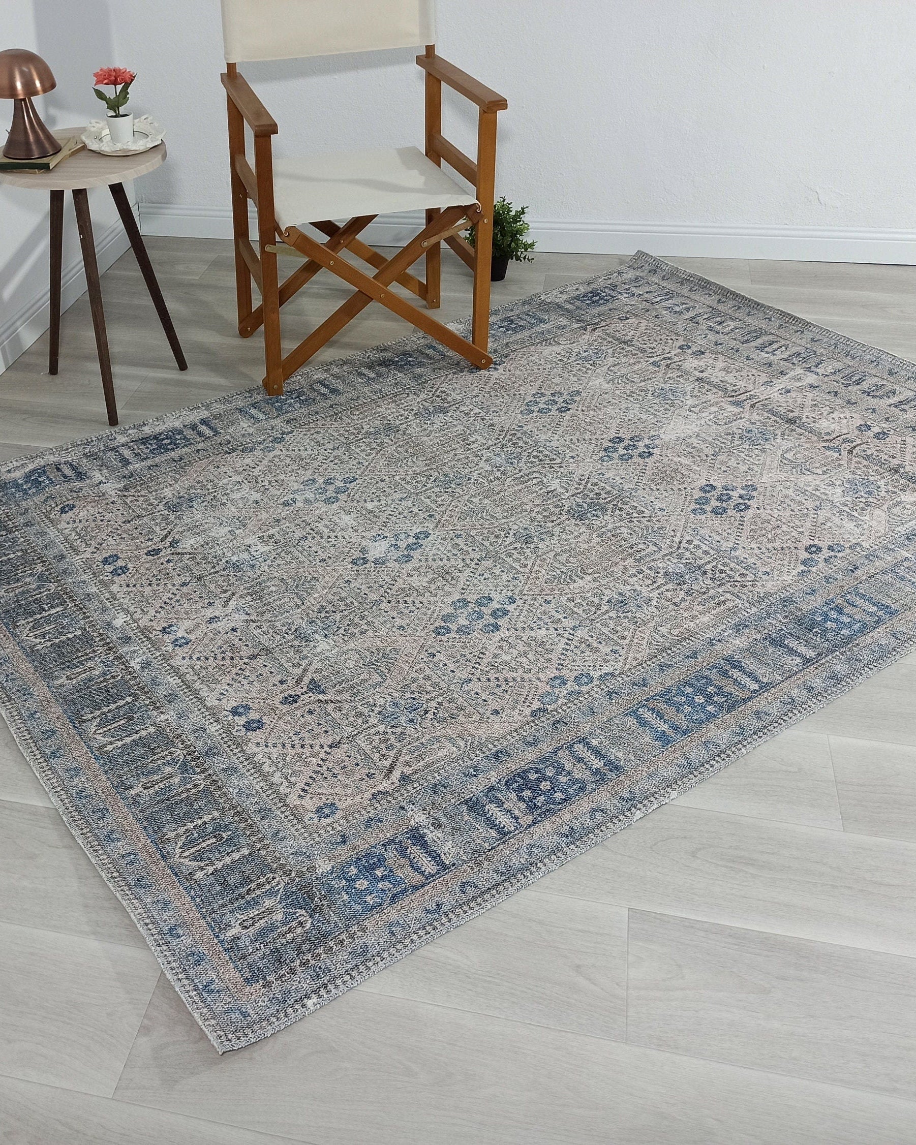 Tiana Rug Neutral Turkish Faded Gray Blue Rug