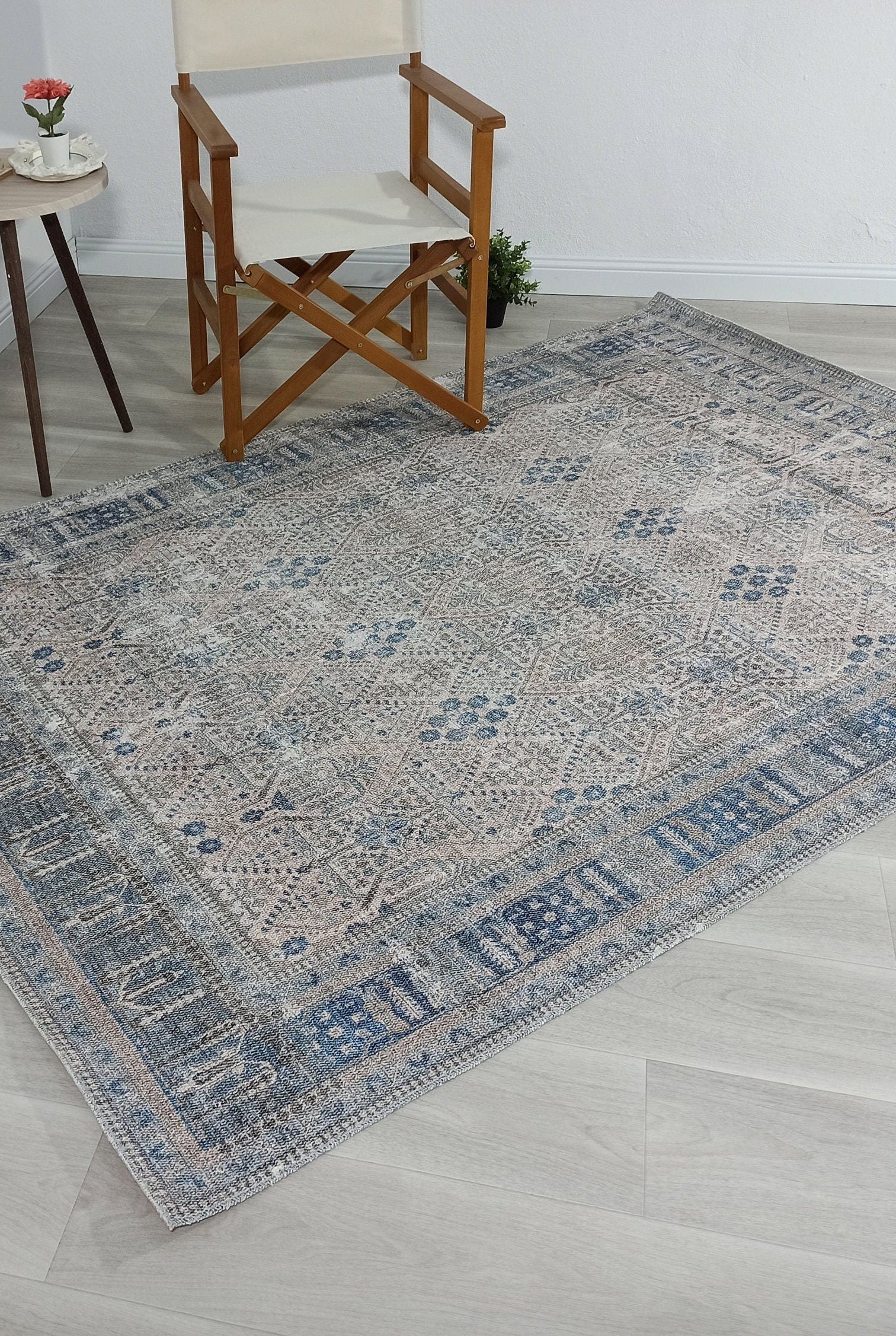 Tiana Rug Neutral Turkish Faded Gray Blue Rug
