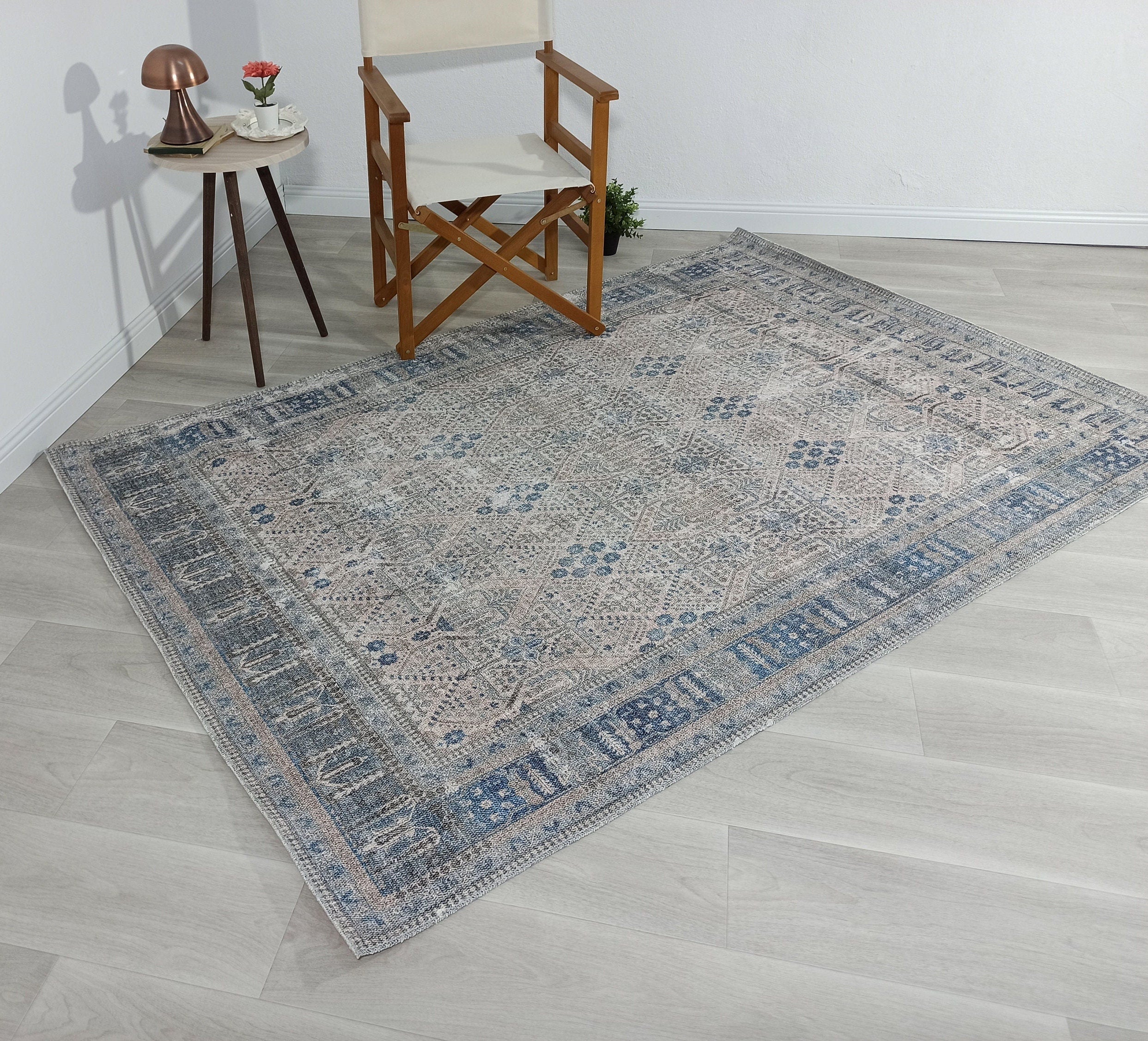Tiana Rug Neutral Turkish Faded Gray Blue Rug