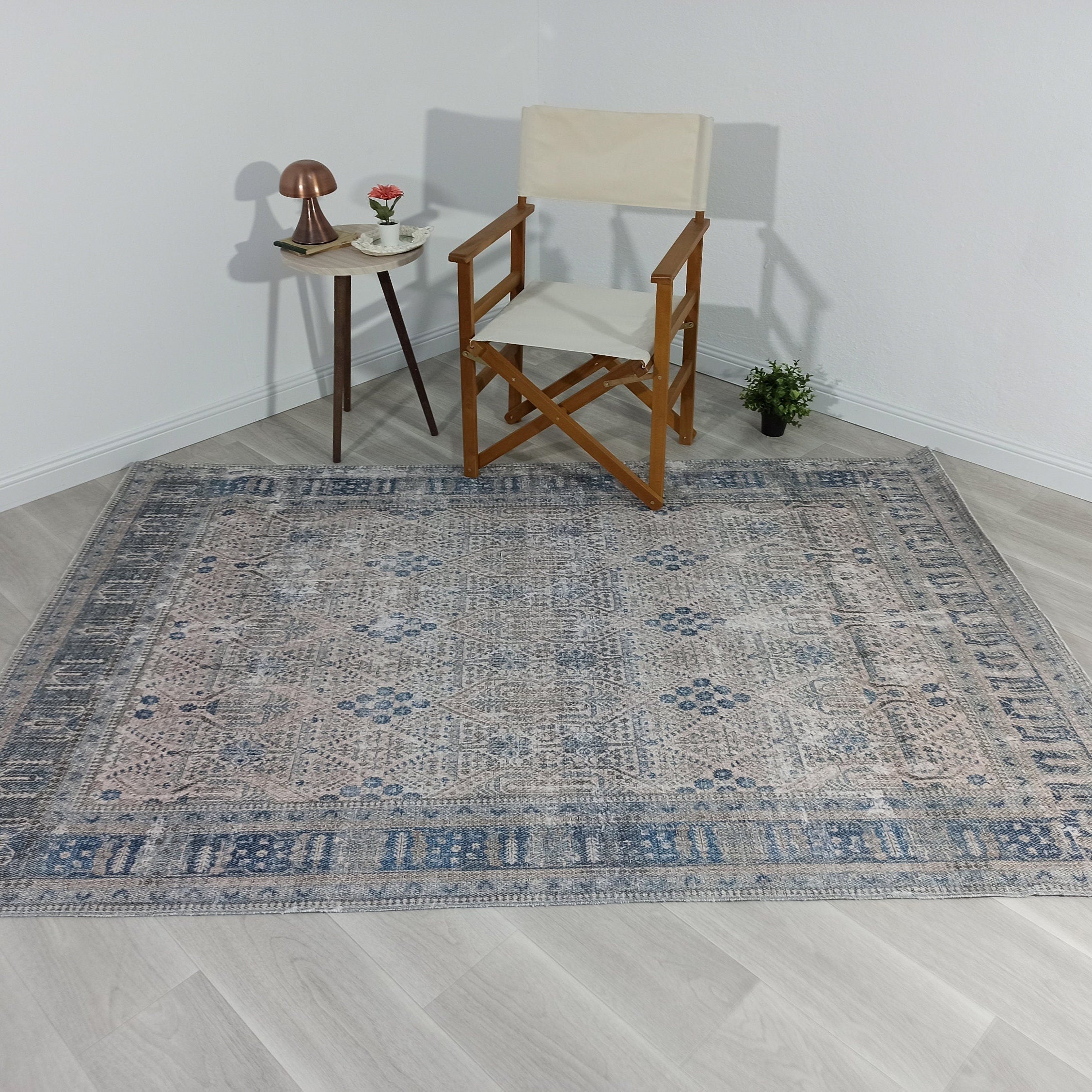 Tiana Rug Neutral Turkish Faded Gray Blue Rug