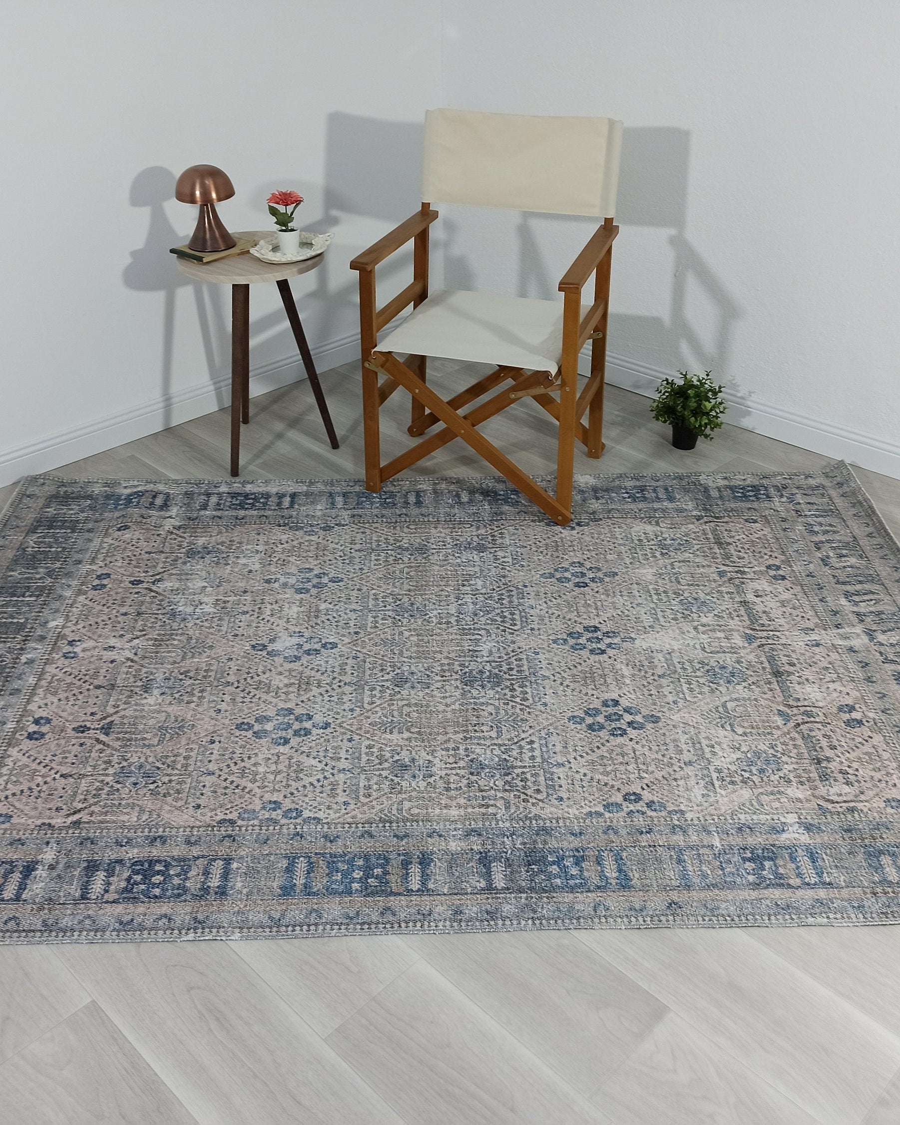Tiana Rug Neutral Turkish Faded Gray Blue Rug