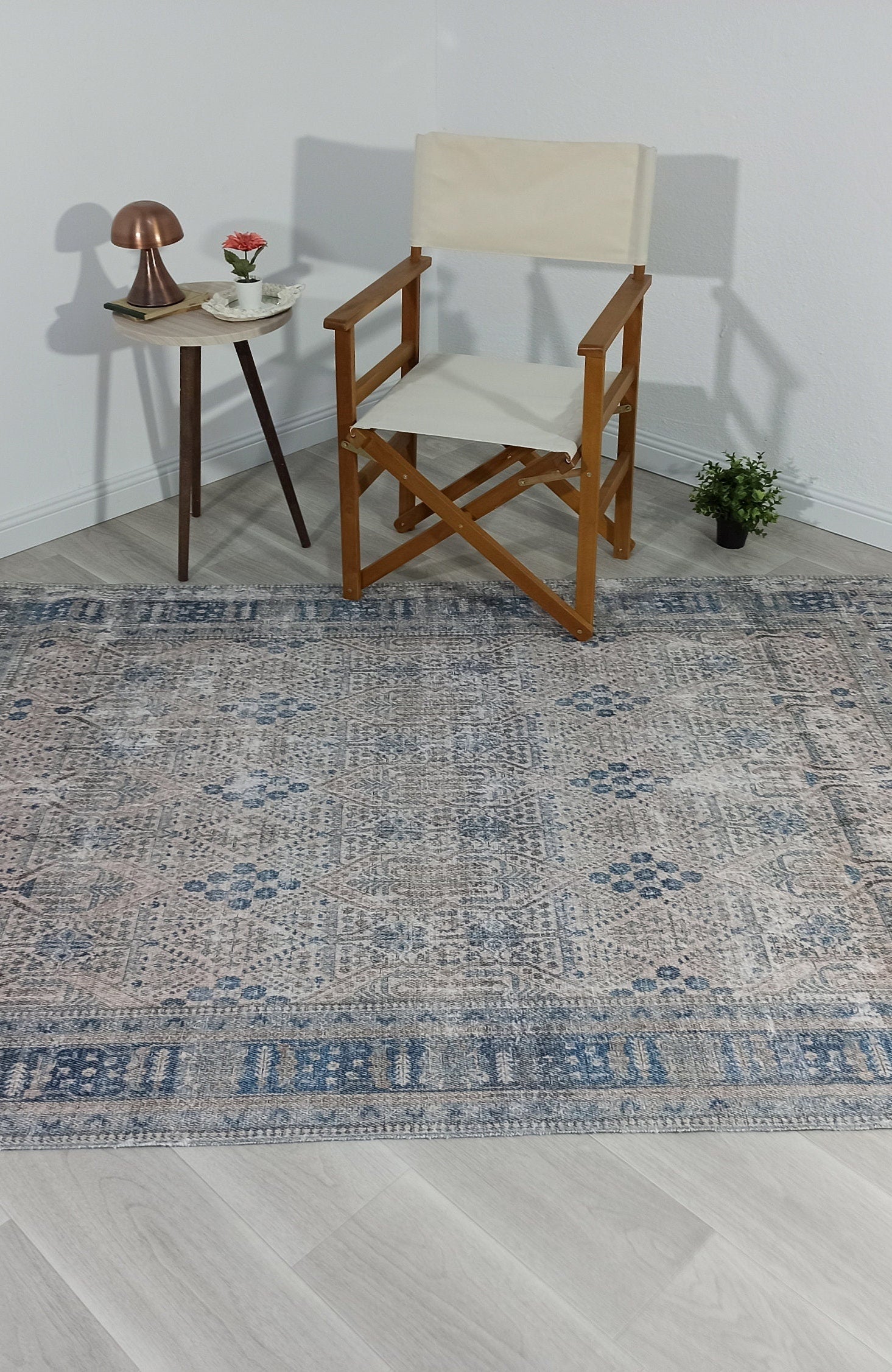 Tiana Rug Neutral Turkish Faded Gray Blue Rug