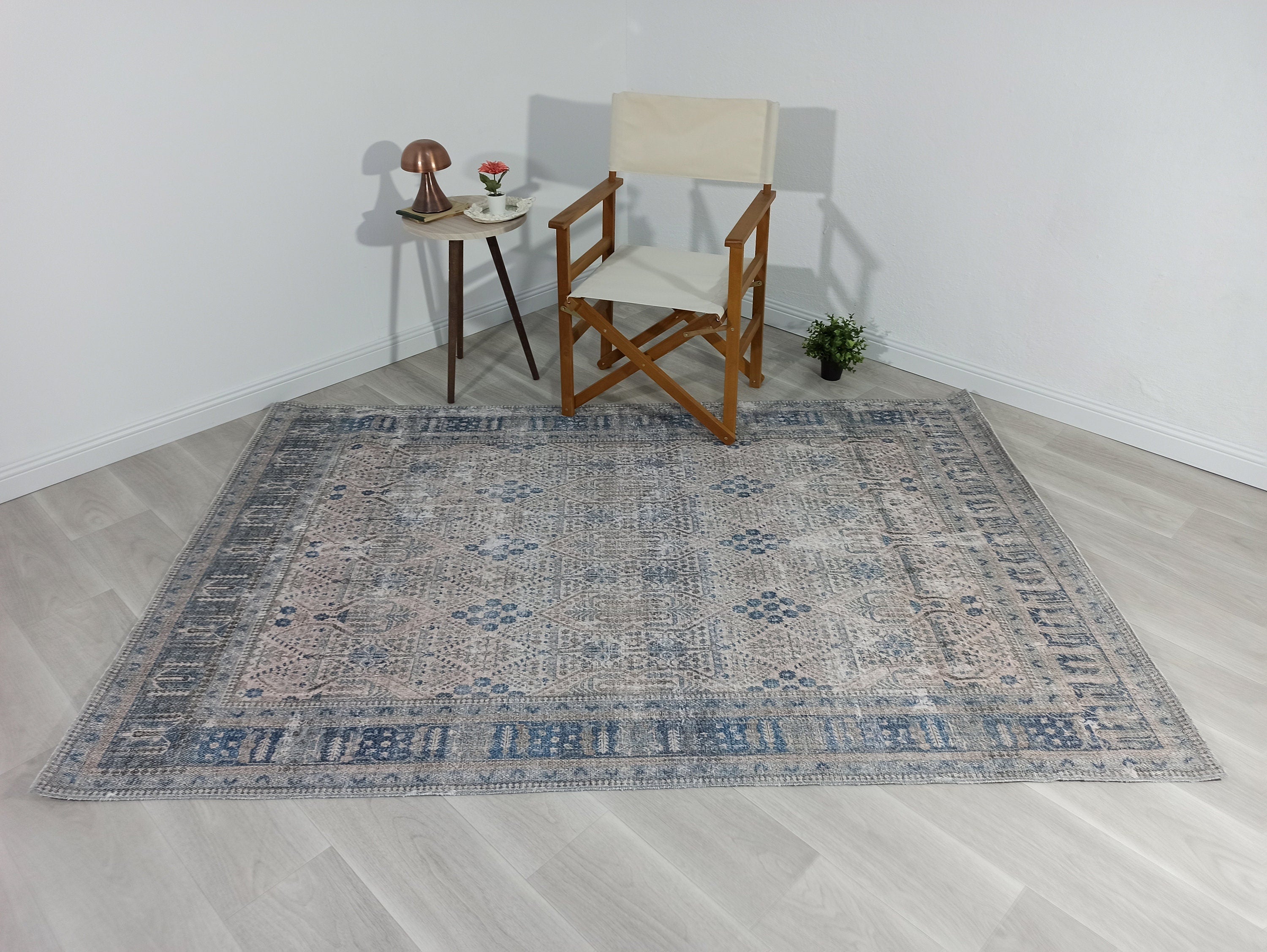 Tiana Rug Neutral Turkish Faded Gray Blue Rug
