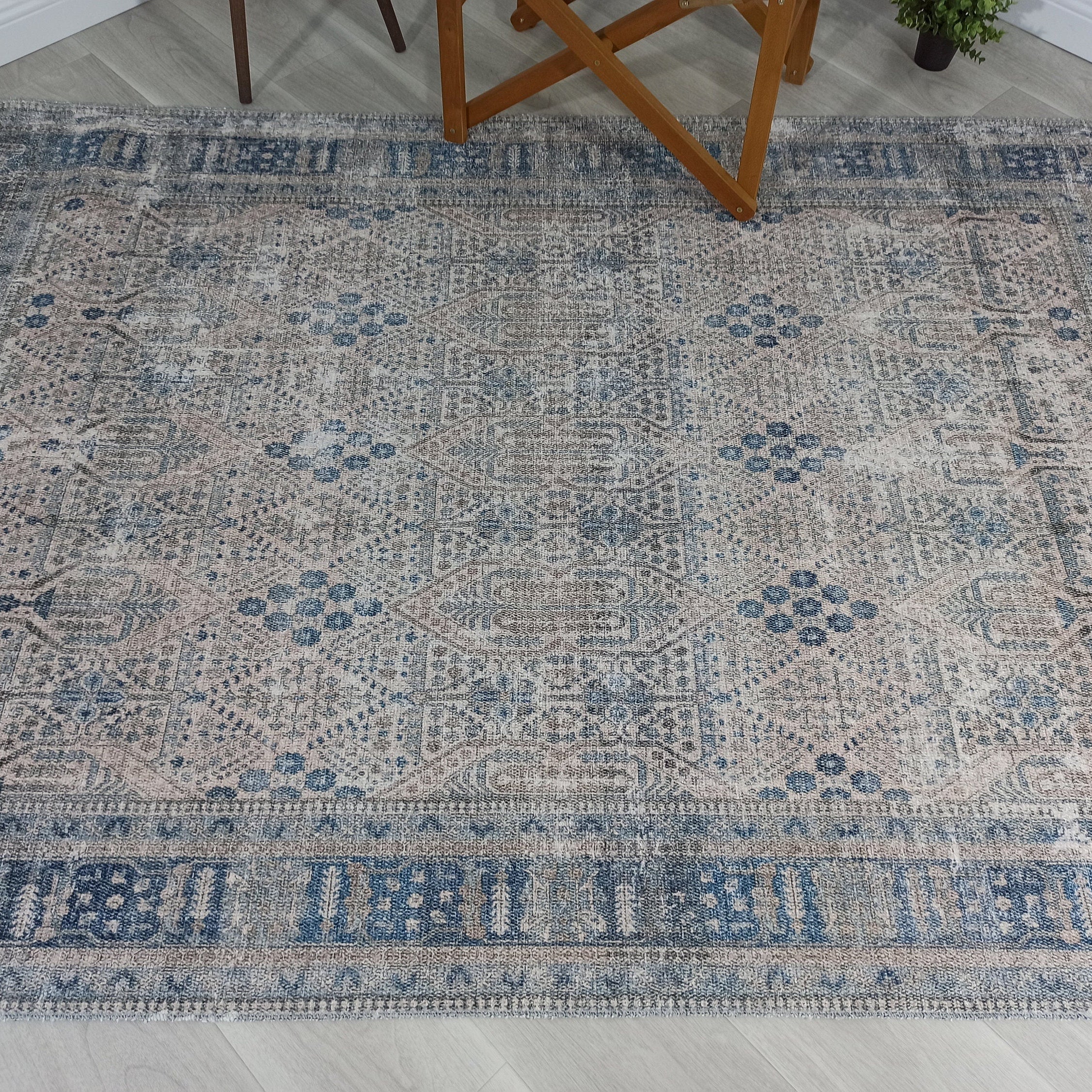 Tiana Rug Neutral Turkish Faded Gray Blue Rug