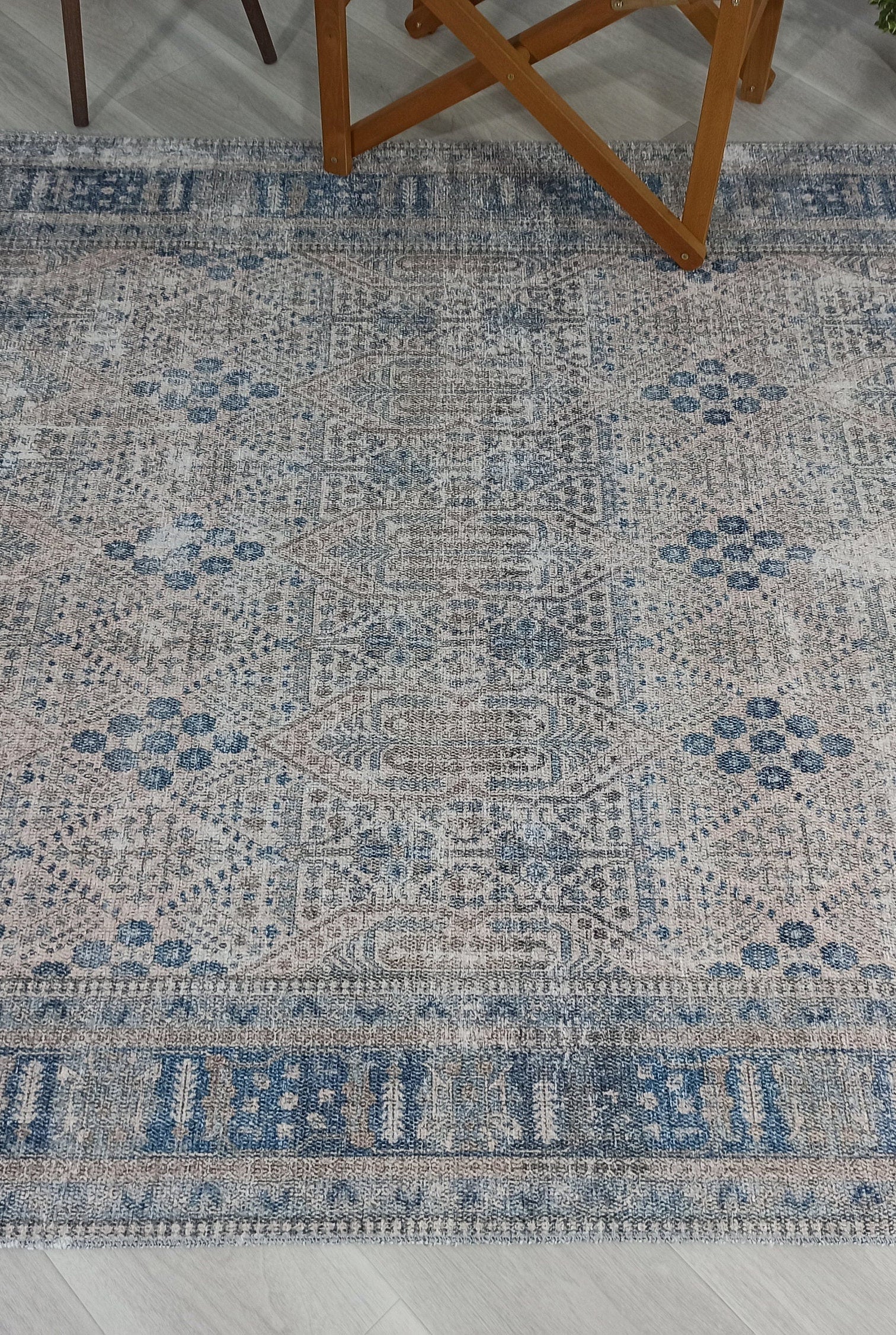 Tiana Rug Neutral Turkish Faded Gray Blue Rug