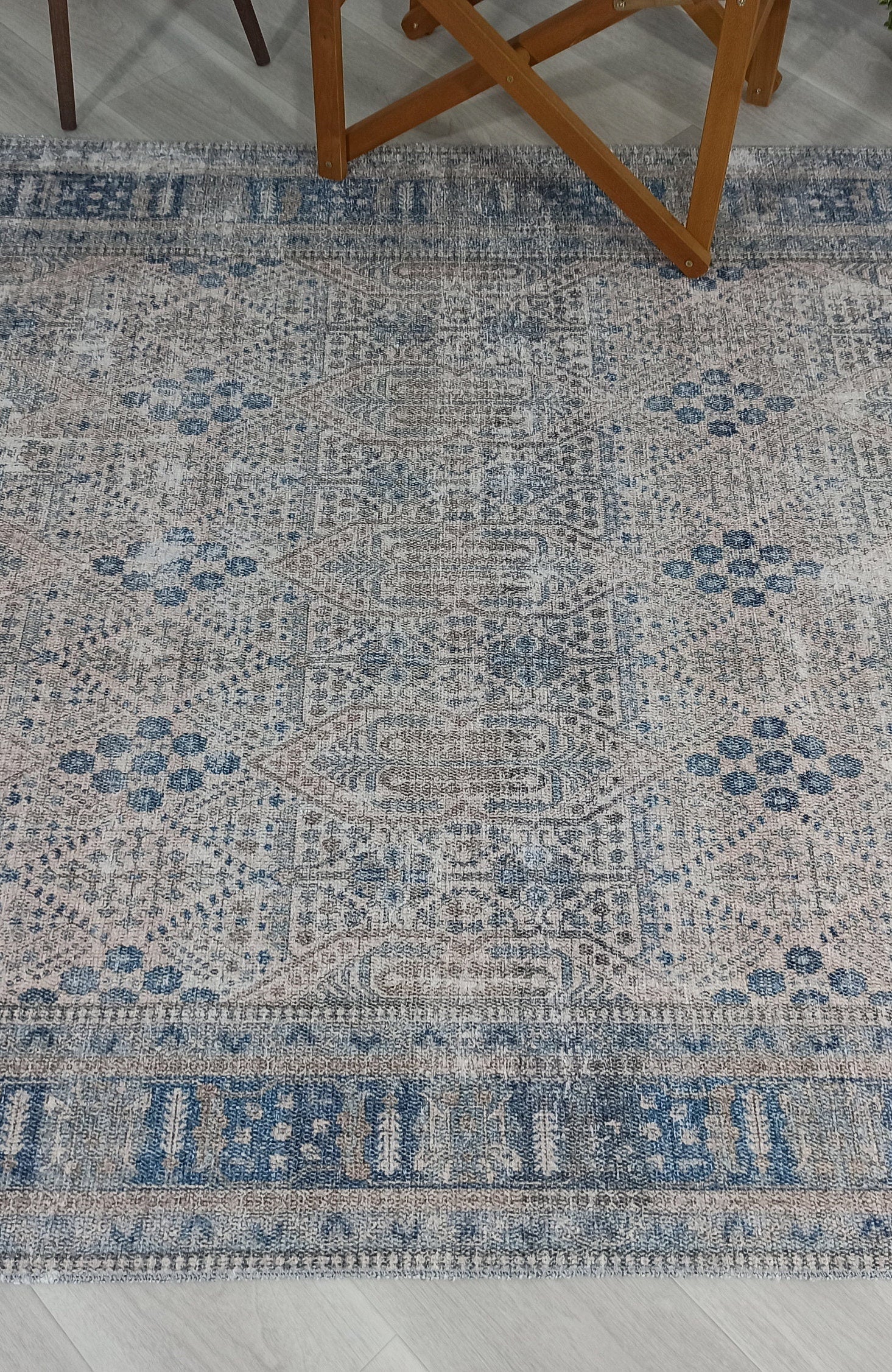 Tiana Rug Neutral Turkish Faded Gray Blue Rug
