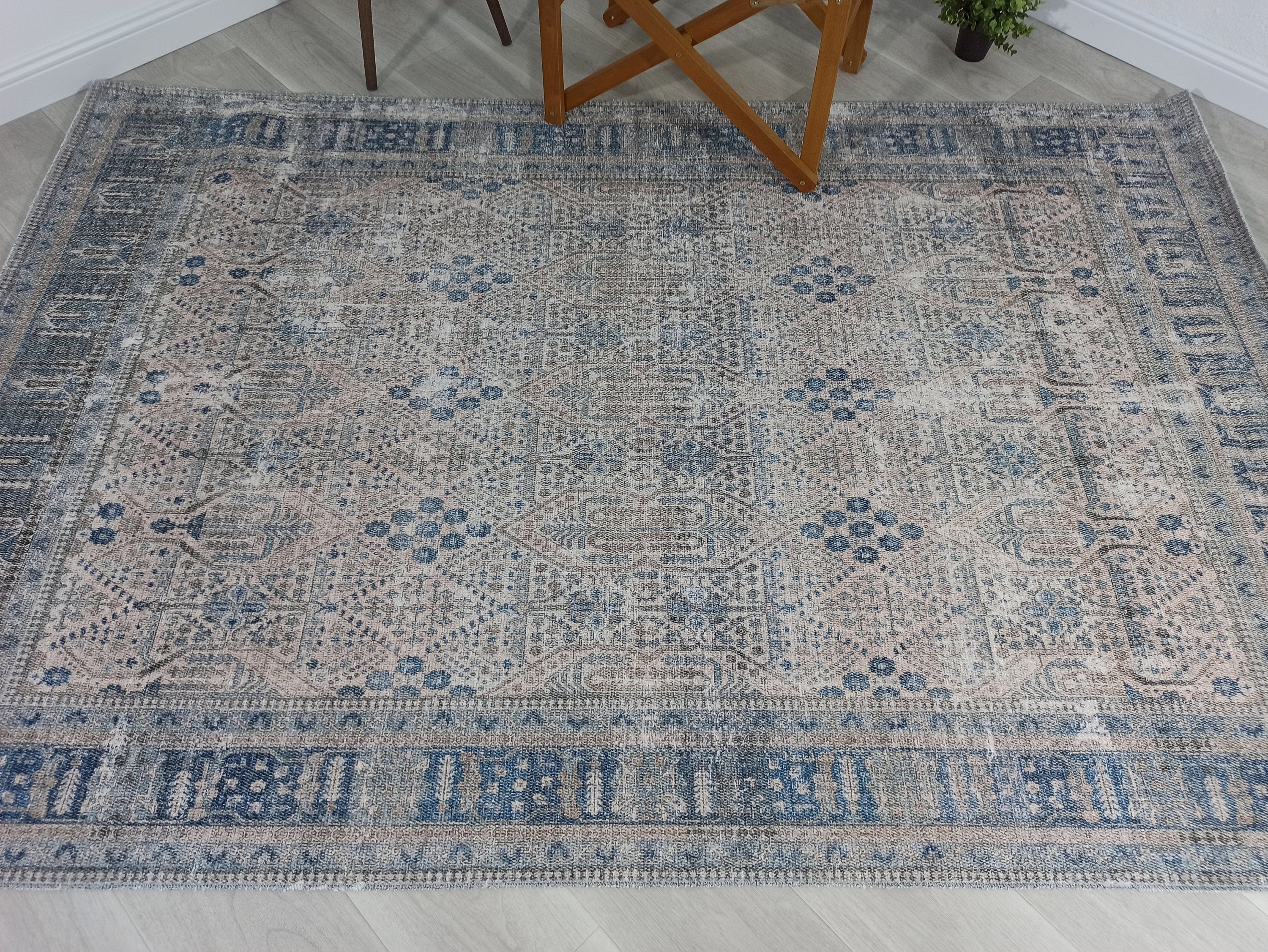 Tiana Rug Neutral Turkish Faded Gray Blue Rug