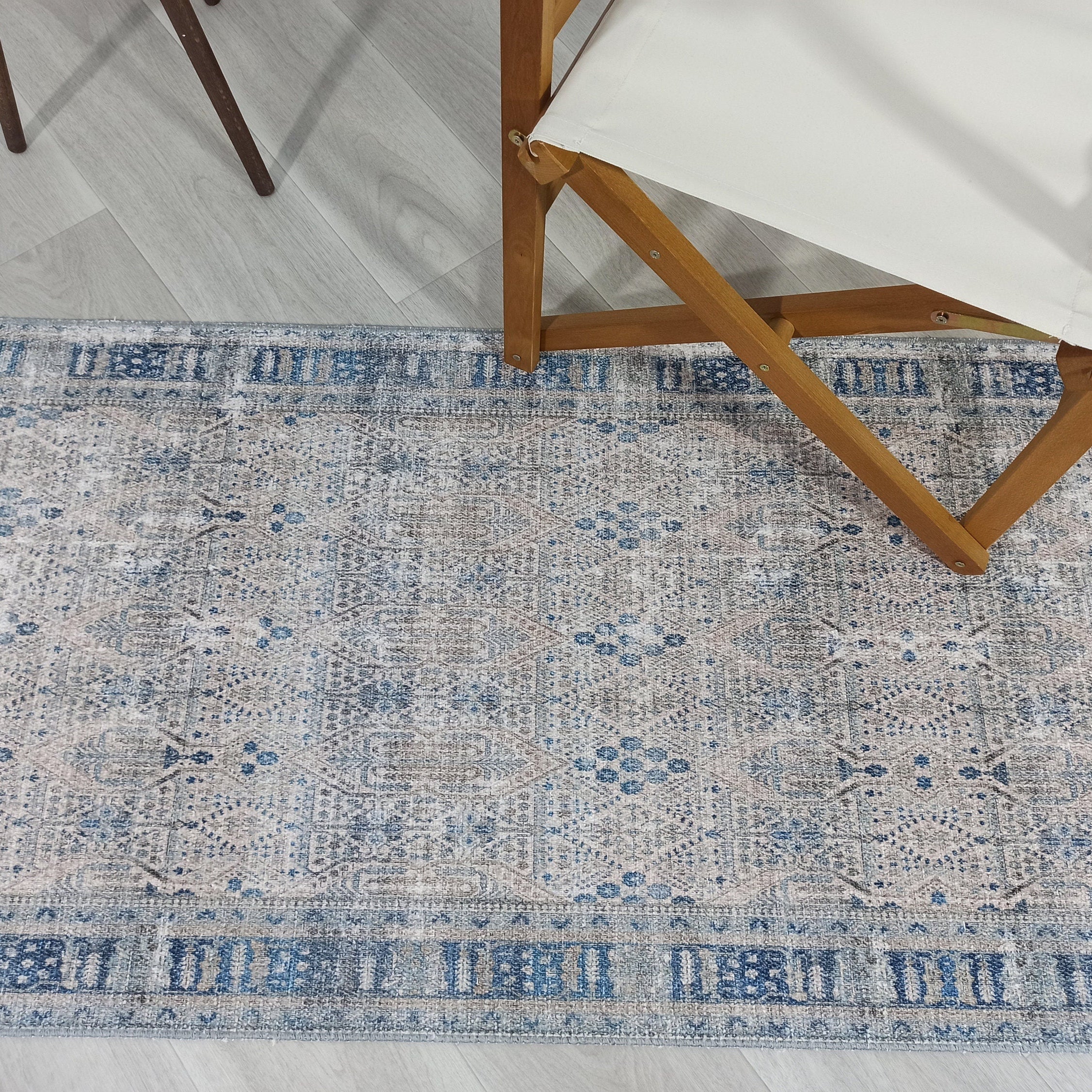 Tiana Rug Neutral Turkish Faded Gray Blue Rug