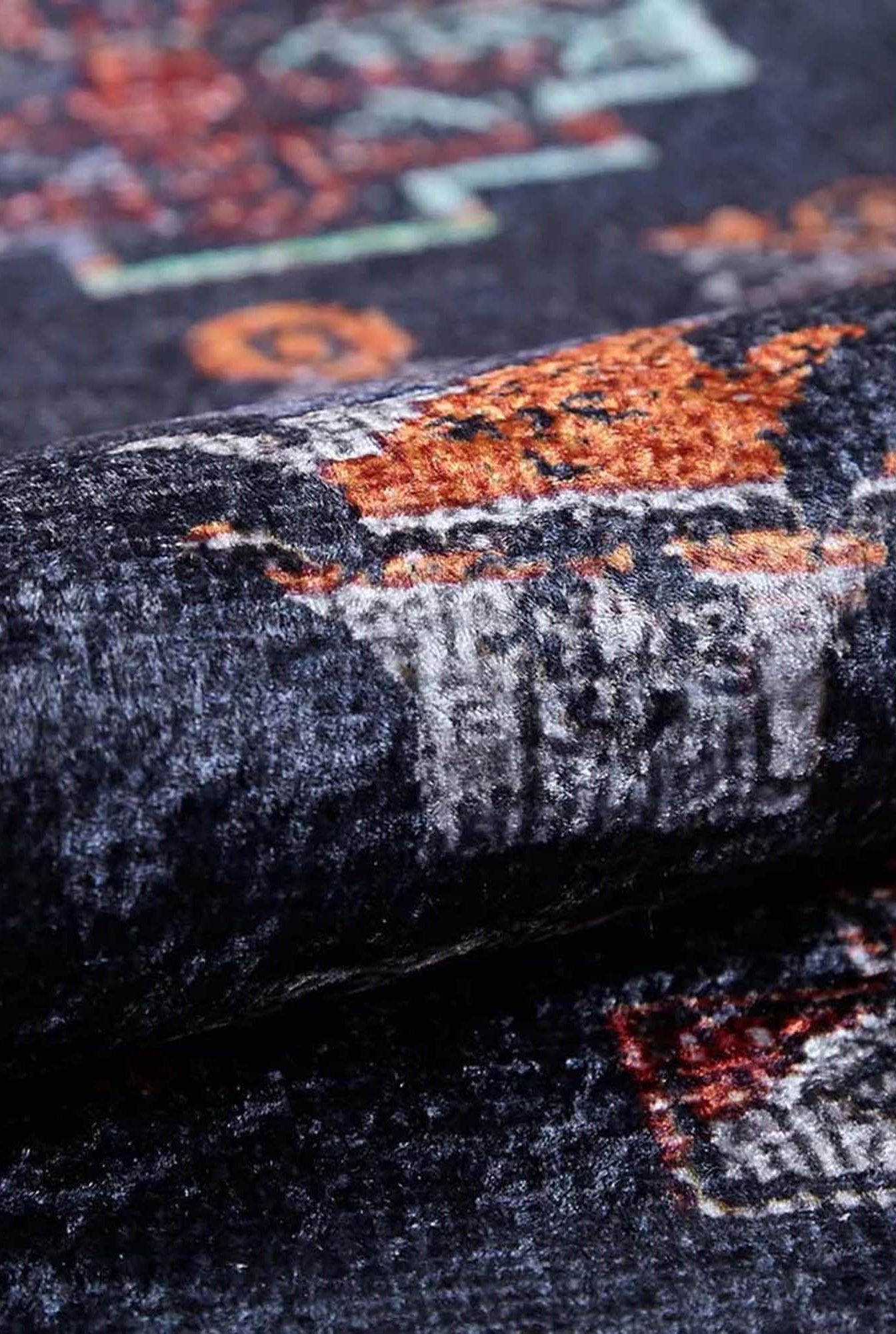 Tiara Turkish Ethnic Black Dark Gray Rug