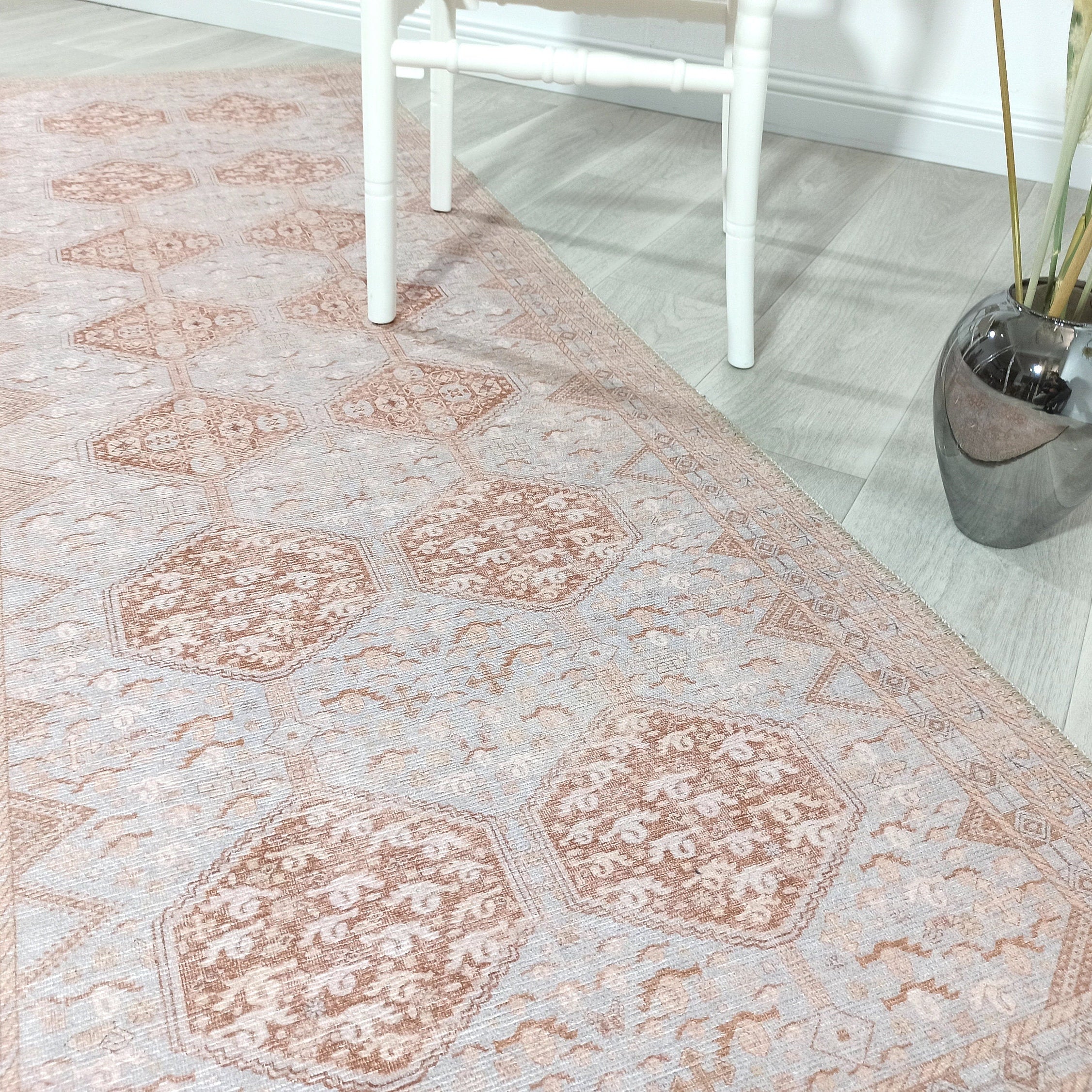 Tiera Rug Vintage Turkish Faded Beige Brown Rug