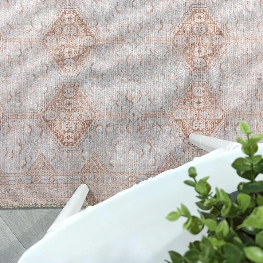 Tiera Rug Vintage Turkish Faded Beige Brown Rug