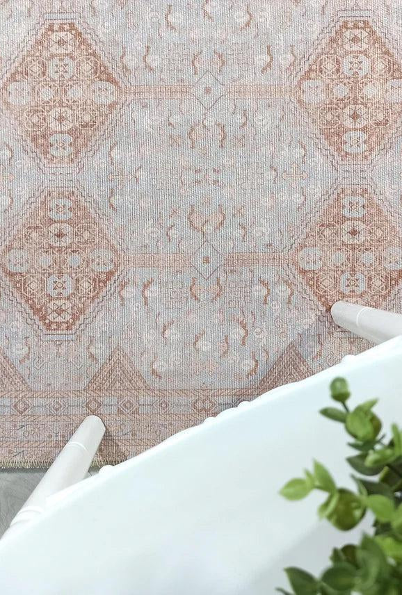 Tiera Rug Vintage Turkish Faded Beige Brown Rug