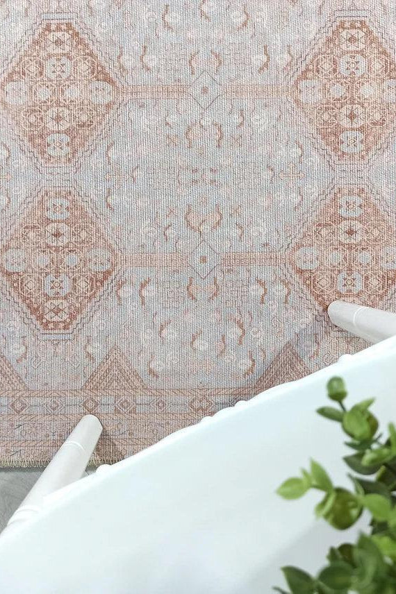 Tiera Rug Vintage Turkish Faded Beige Brown Rug