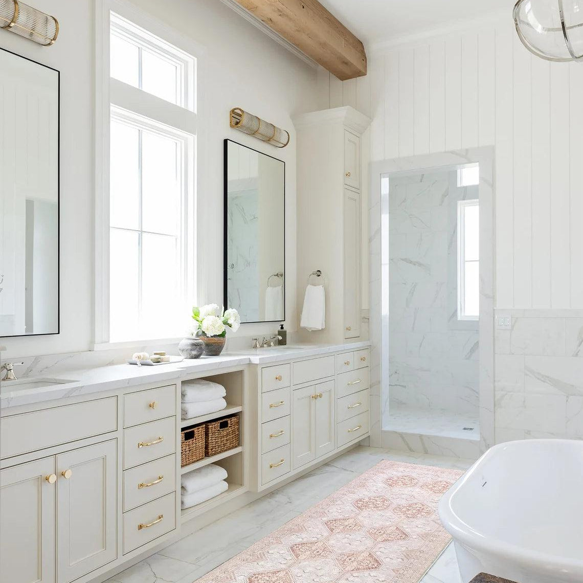 Tiera Rug Vintage Turkish Faded Beige Brown Rug