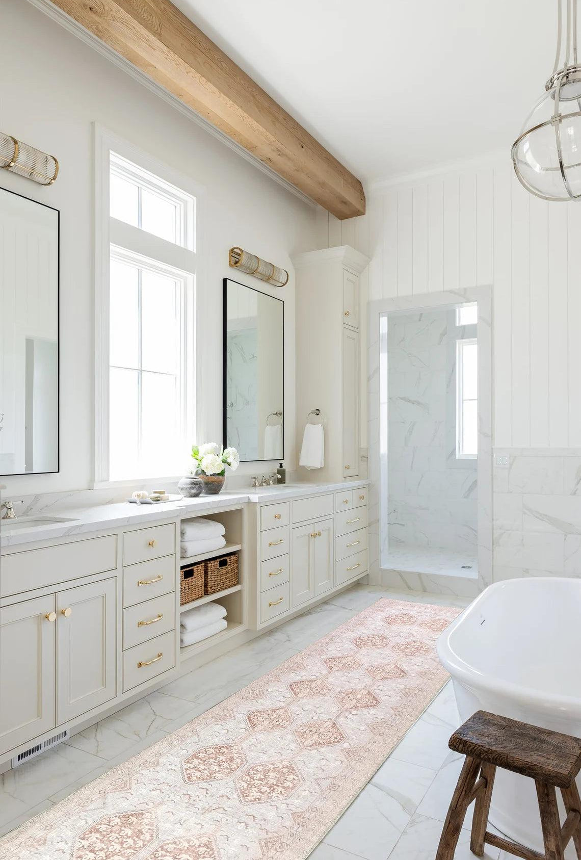 Tiera Rug Vintage Turkish Faded Beige Brown Rug