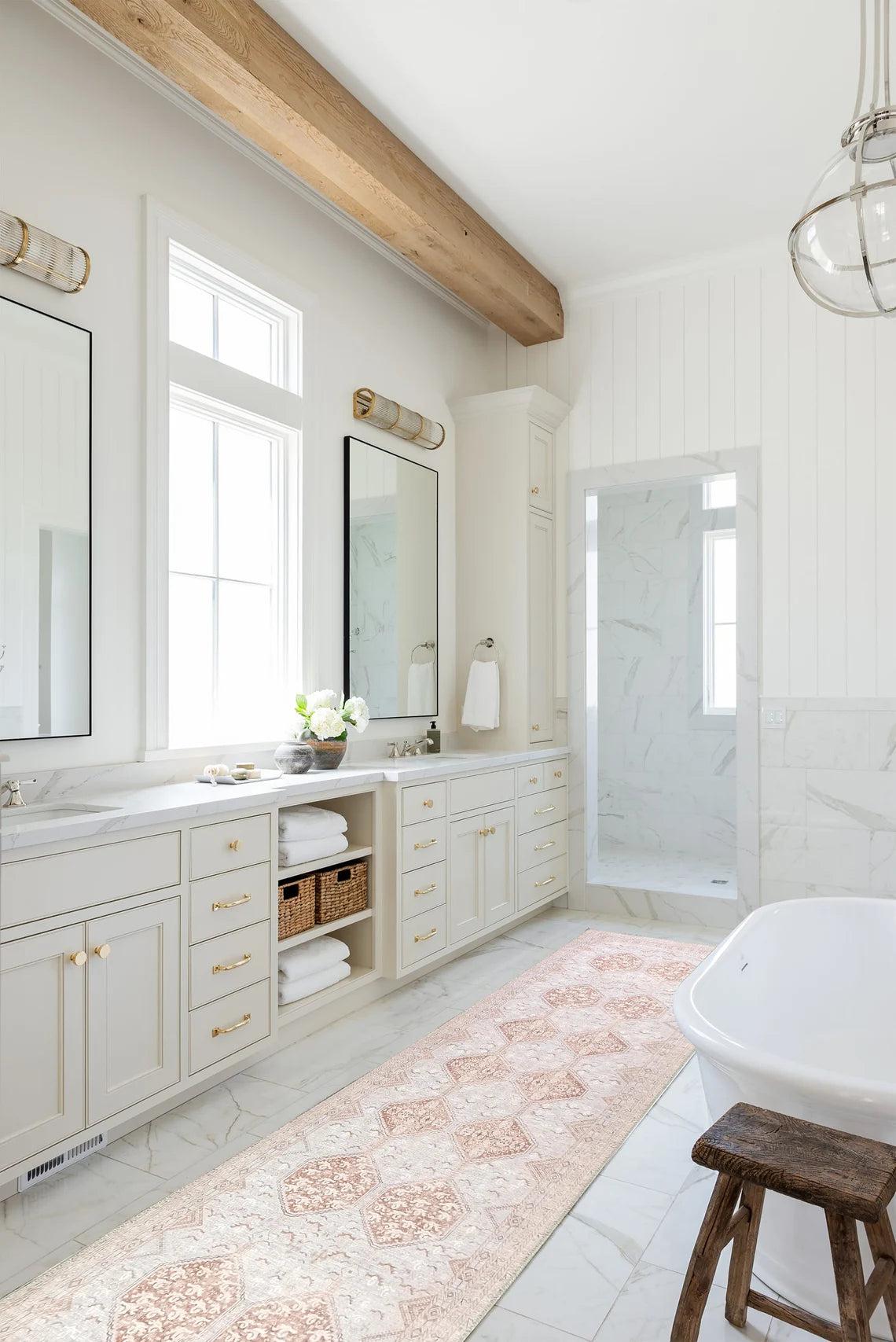 Tiera Rug Vintage Turkish Faded Beige Brown Rug