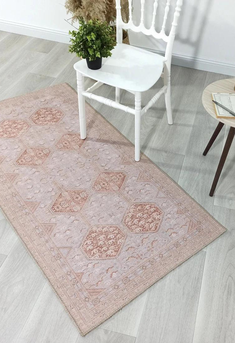 Tiera Rug Vintage Turkish Faded Beige Brown Rug
