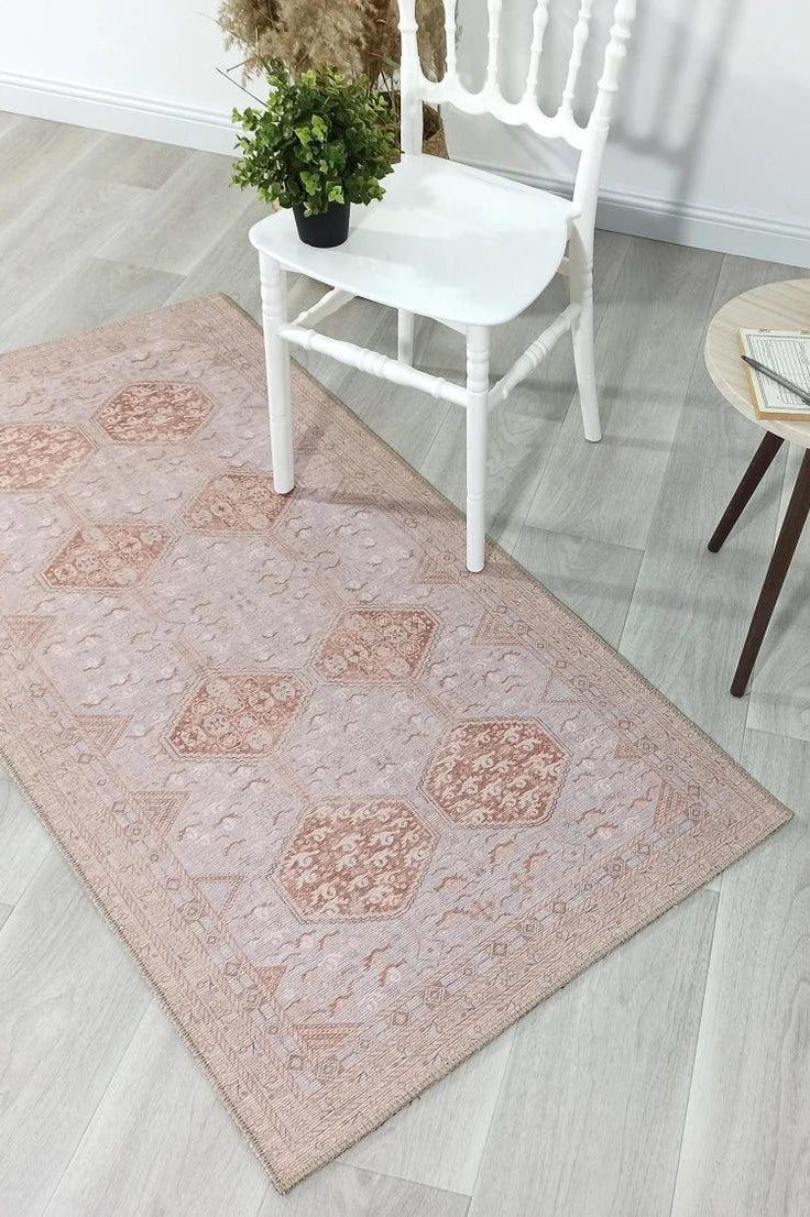 Tiera Rug Vintage Turkish Faded Beige Brown Rug