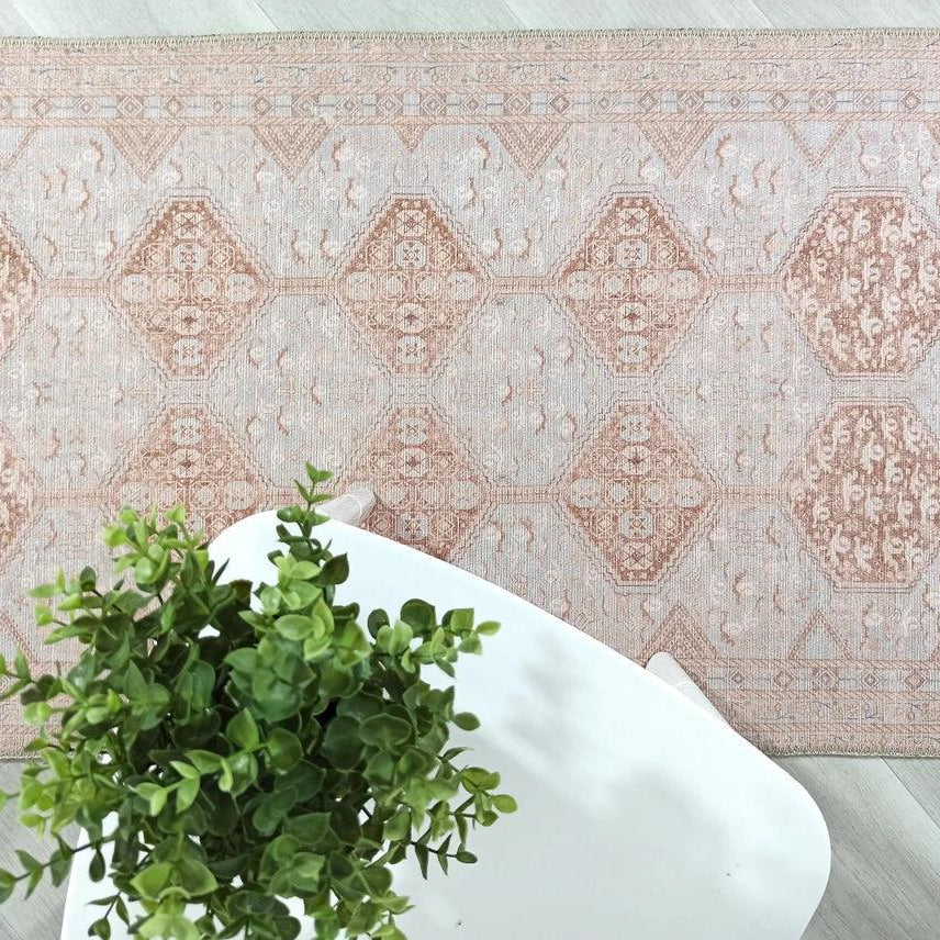 Tiera Rug Vintage Turkish Faded Beige Brown Rug