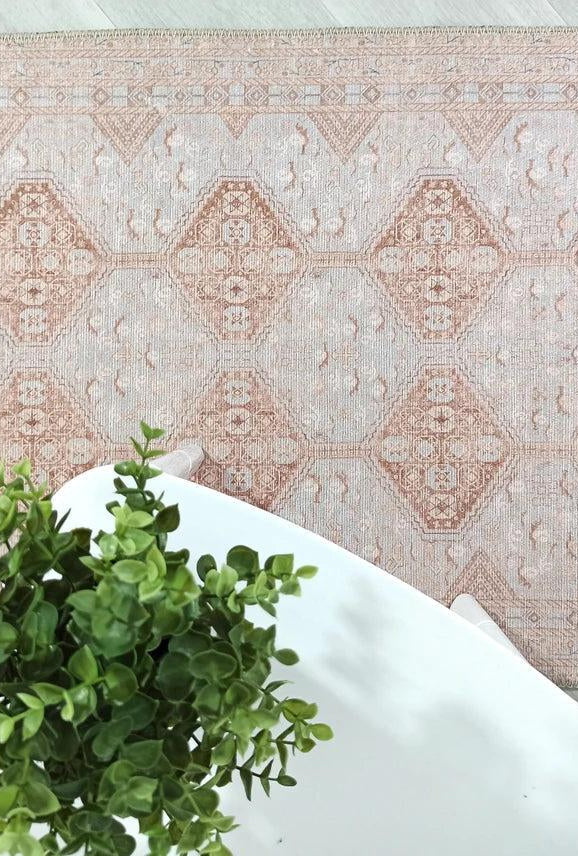 Tiera Rug Vintage Turkish Faded Beige Brown Rug