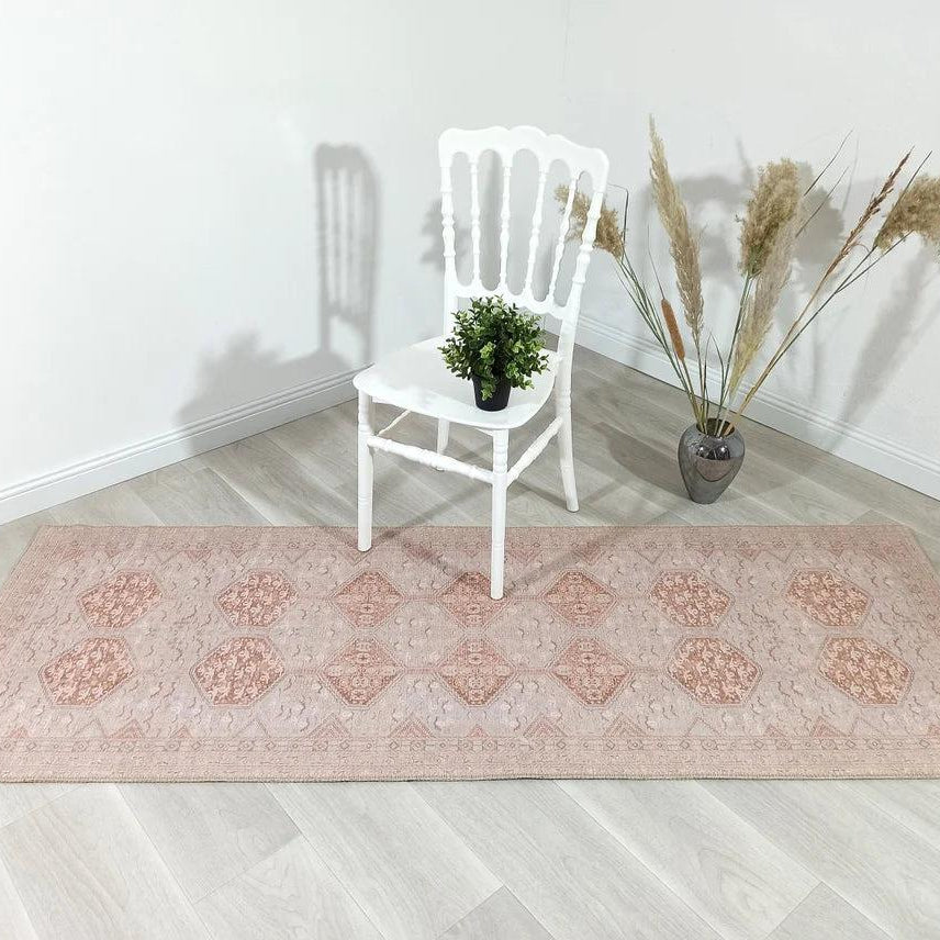 Tiera Rug Vintage Turkish Faded Beige Brown Rug