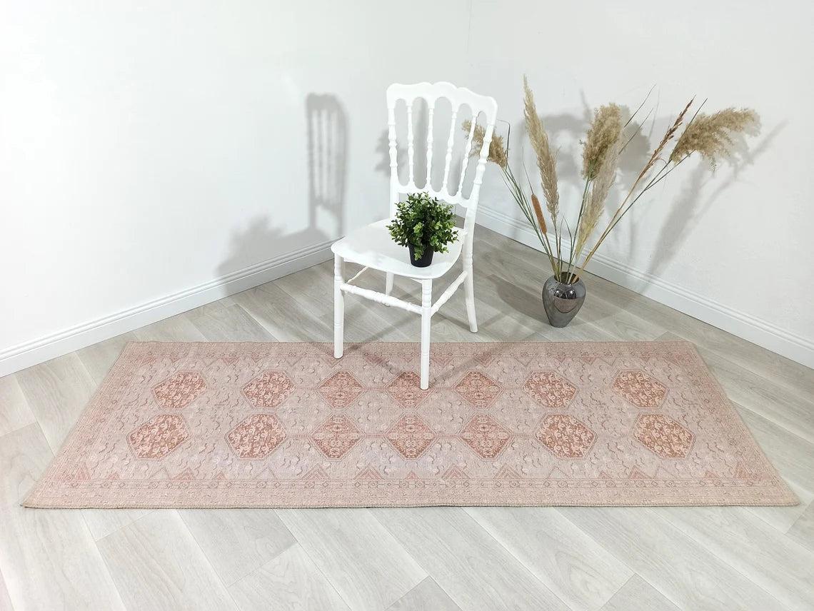 Tiera Rug Vintage Turkish Faded Beige Brown Rug