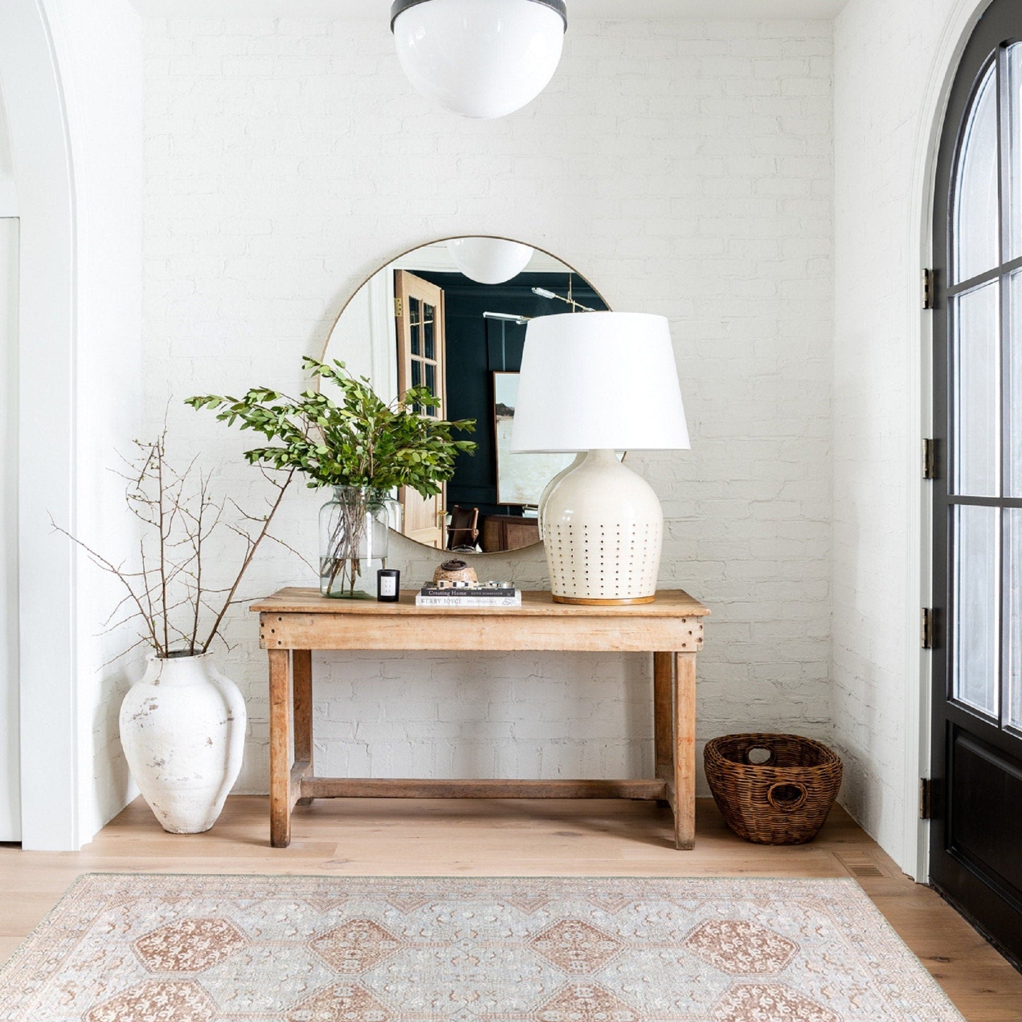 Tiera Rug Vintage Turkish Faded Beige Brown Rug