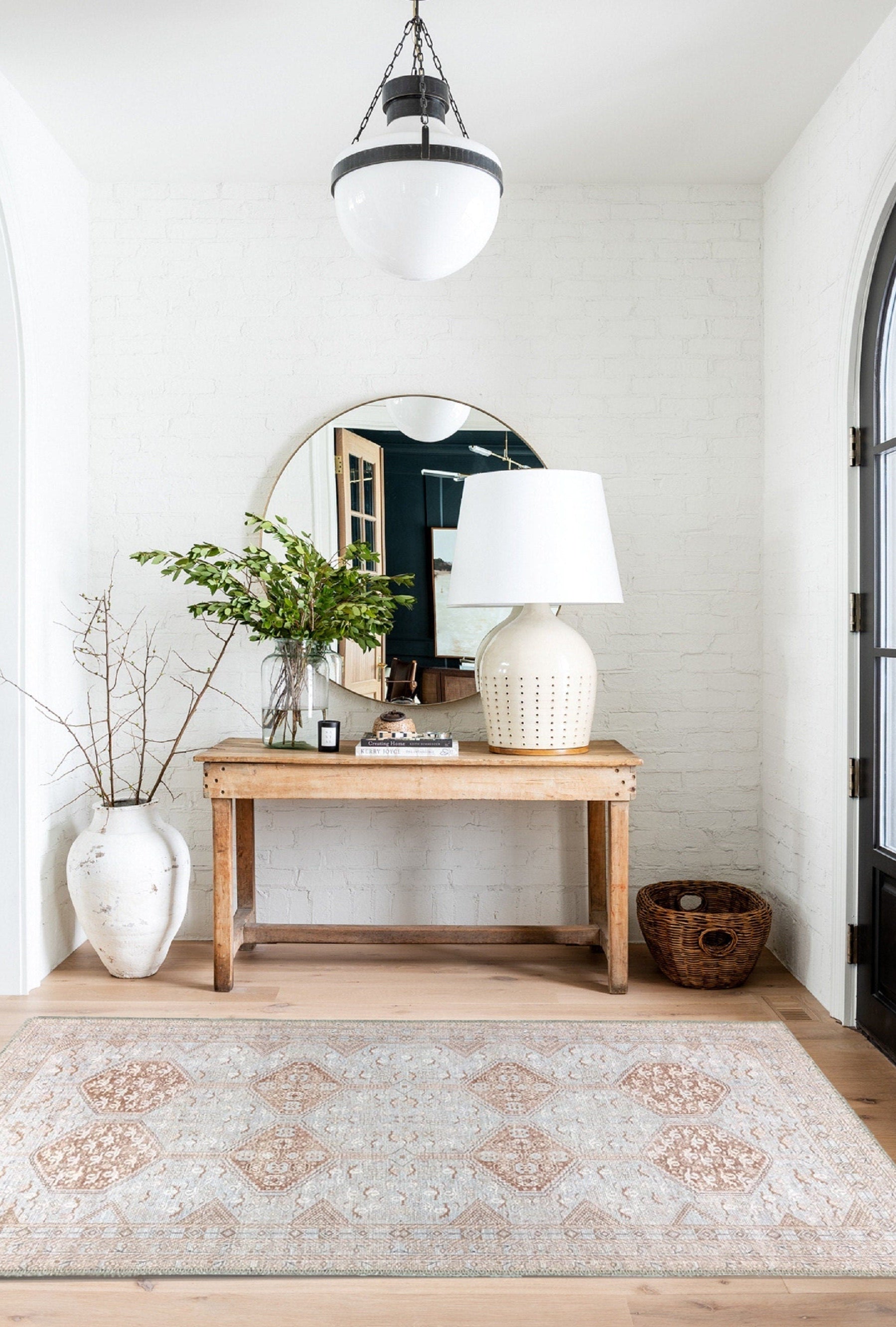 Tiera Rug Vintage Turkish Faded Beige Brown Rug