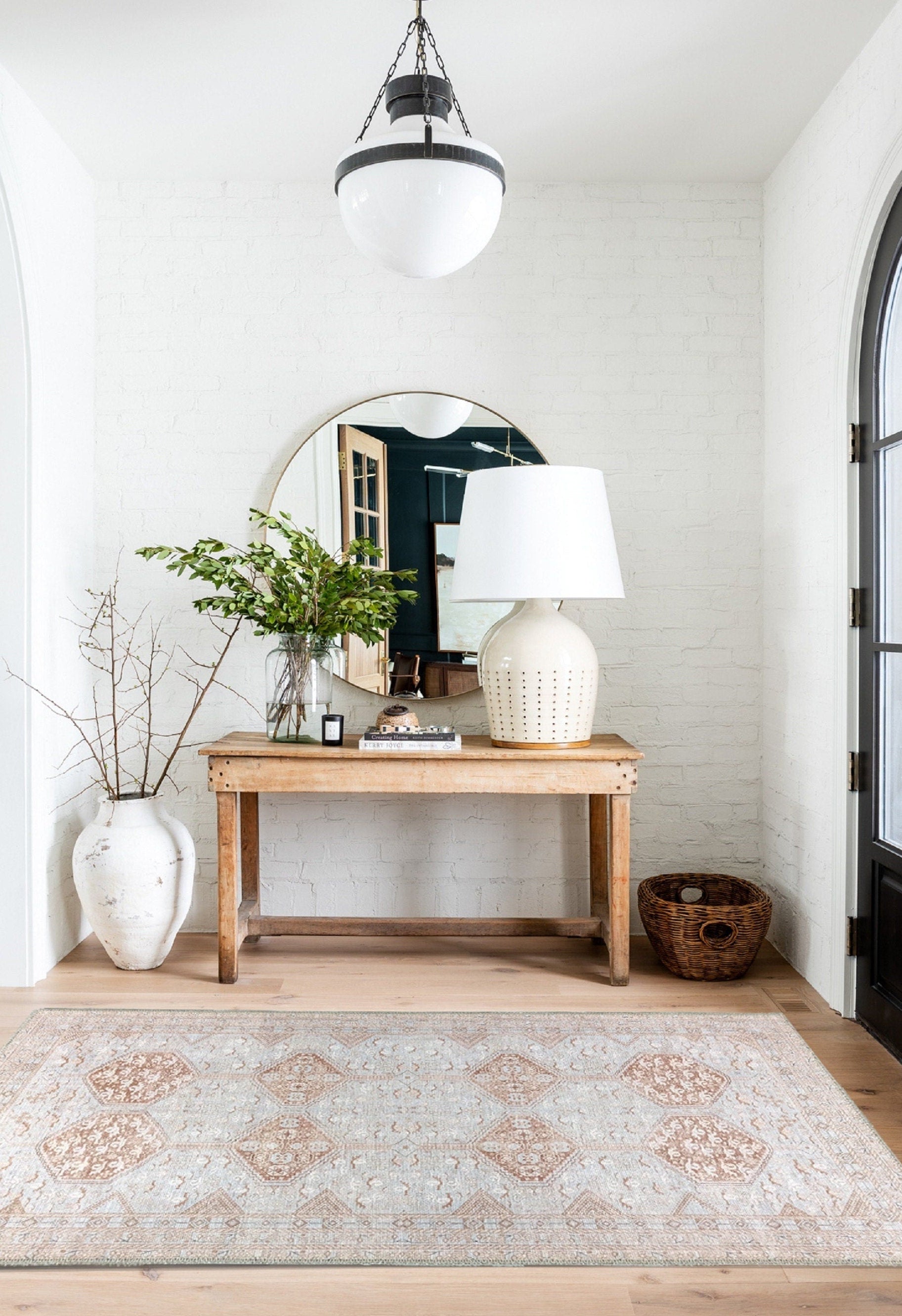 Tiera Rug Vintage Turkish Faded Beige Brown Rug