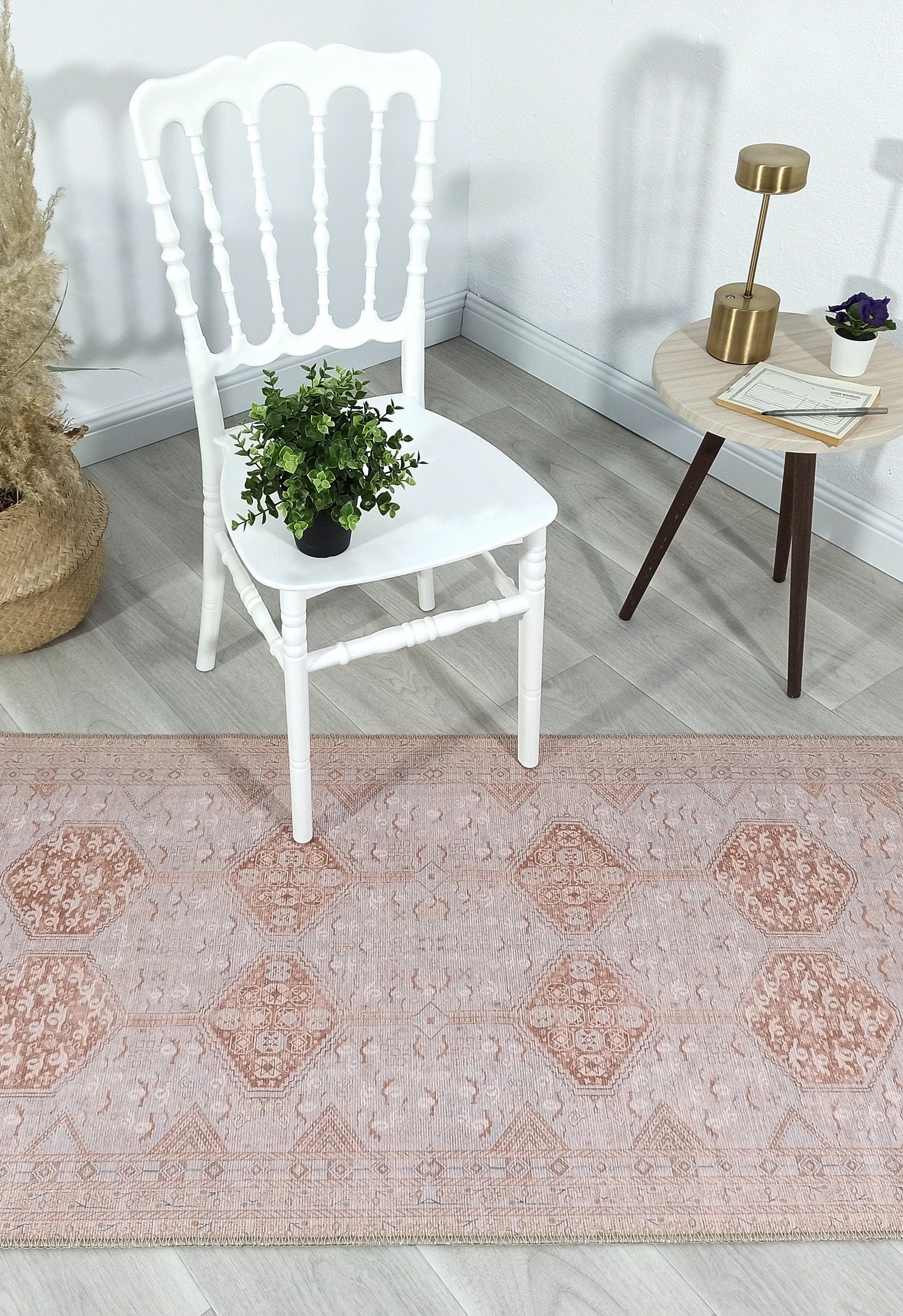 Tiera Rug Vintage Turkish Faded Beige Brown Rug