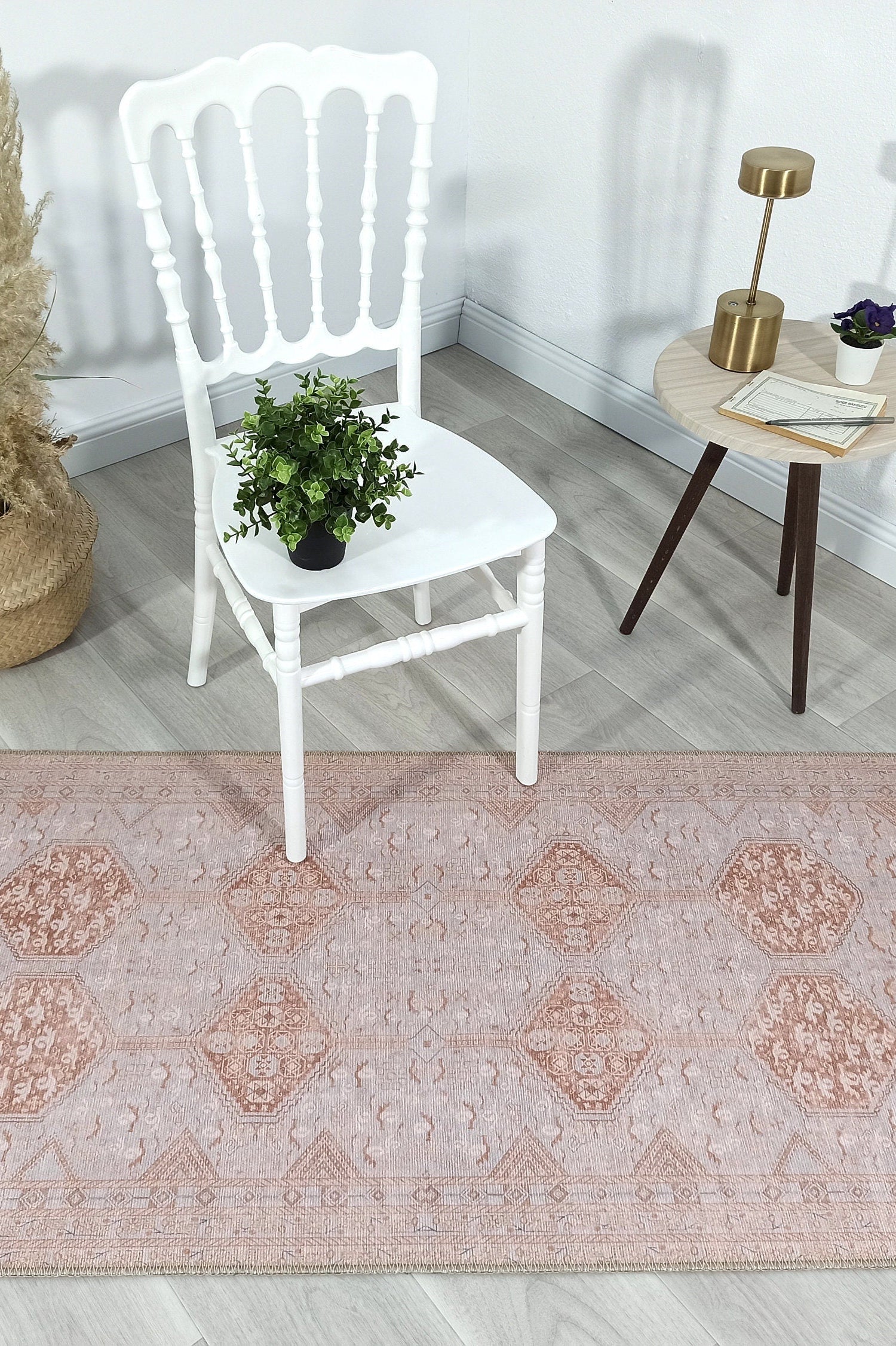 Tiera Rug Vintage Turkish Faded Beige Brown Rug