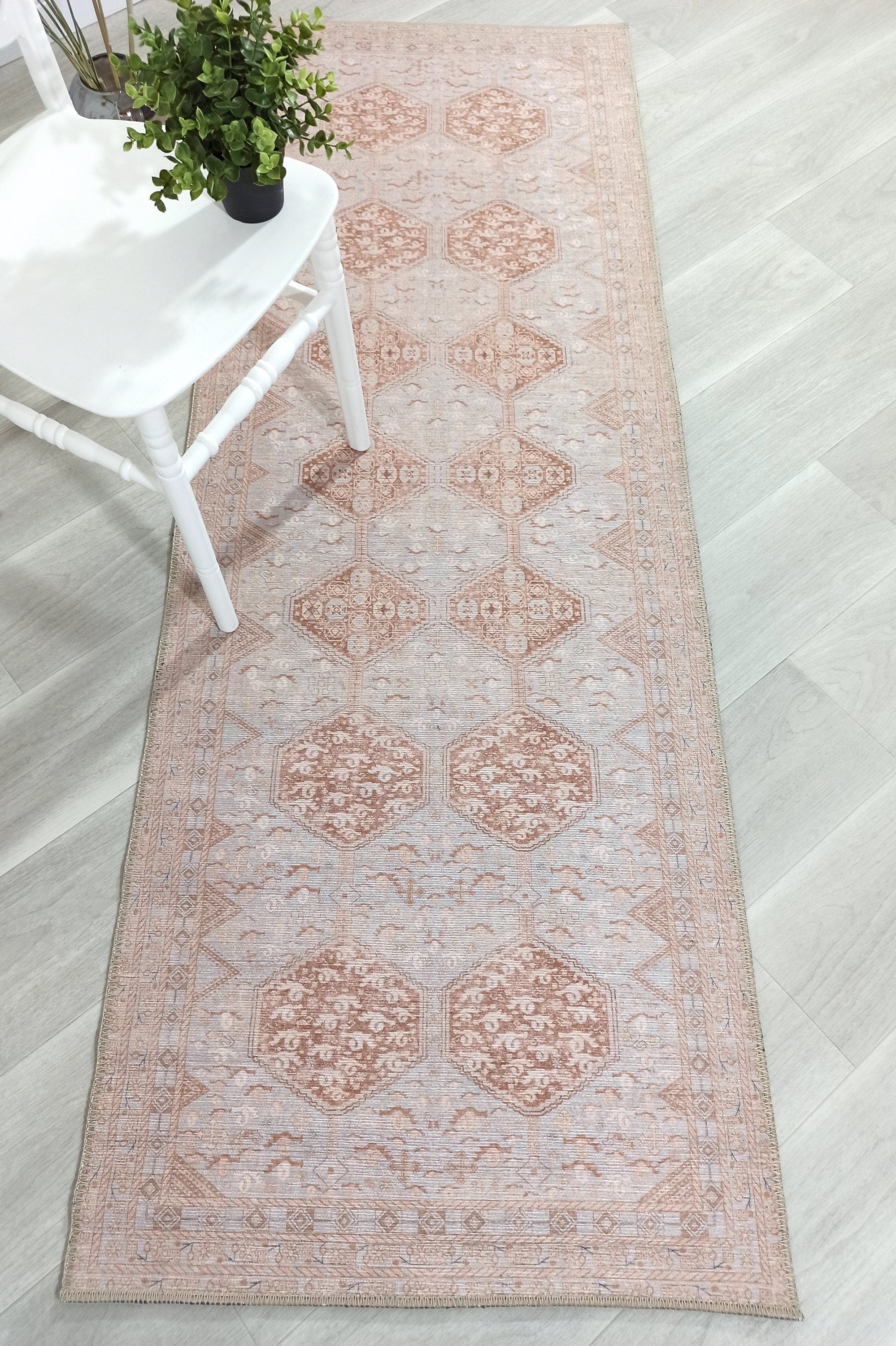 Tiera Rug Vintage Turkish Faded Beige Brown Rug