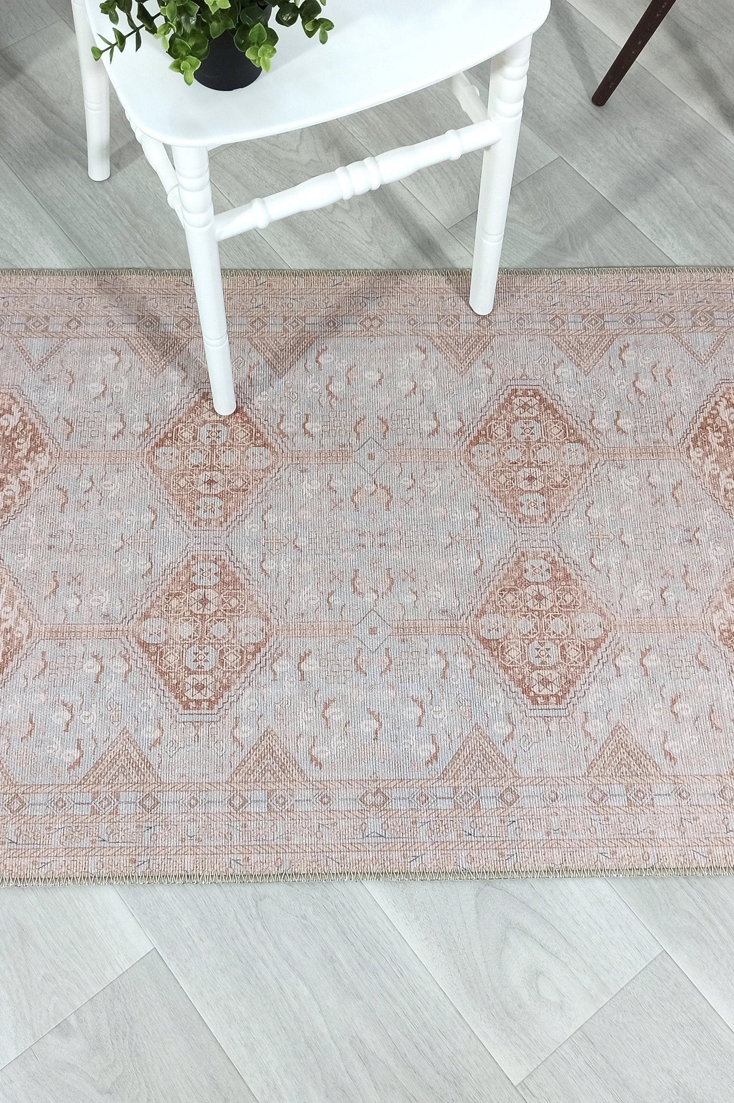 Tiera Rug Vintage Turkish Faded Beige Brown Rug
