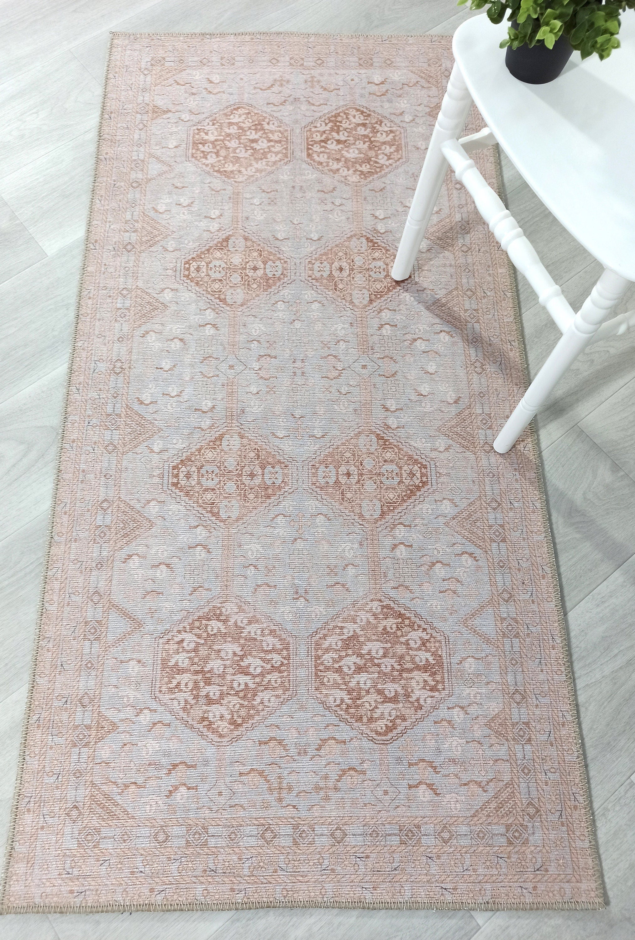 Tiera Rug Vintage Turkish Faded Beige Brown Rug