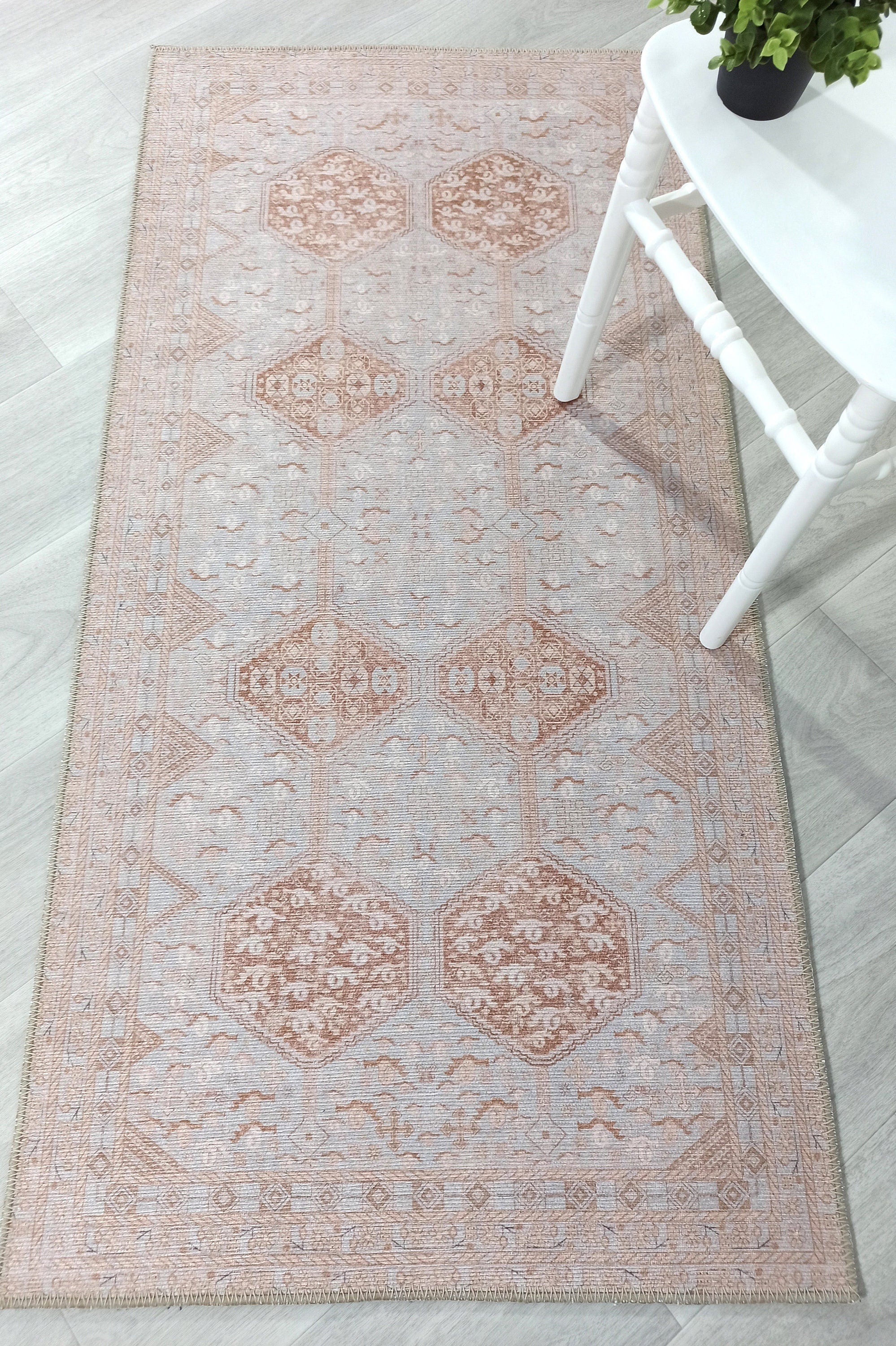 Tiera Rug Vintage Turkish Faded Beige Brown Rug