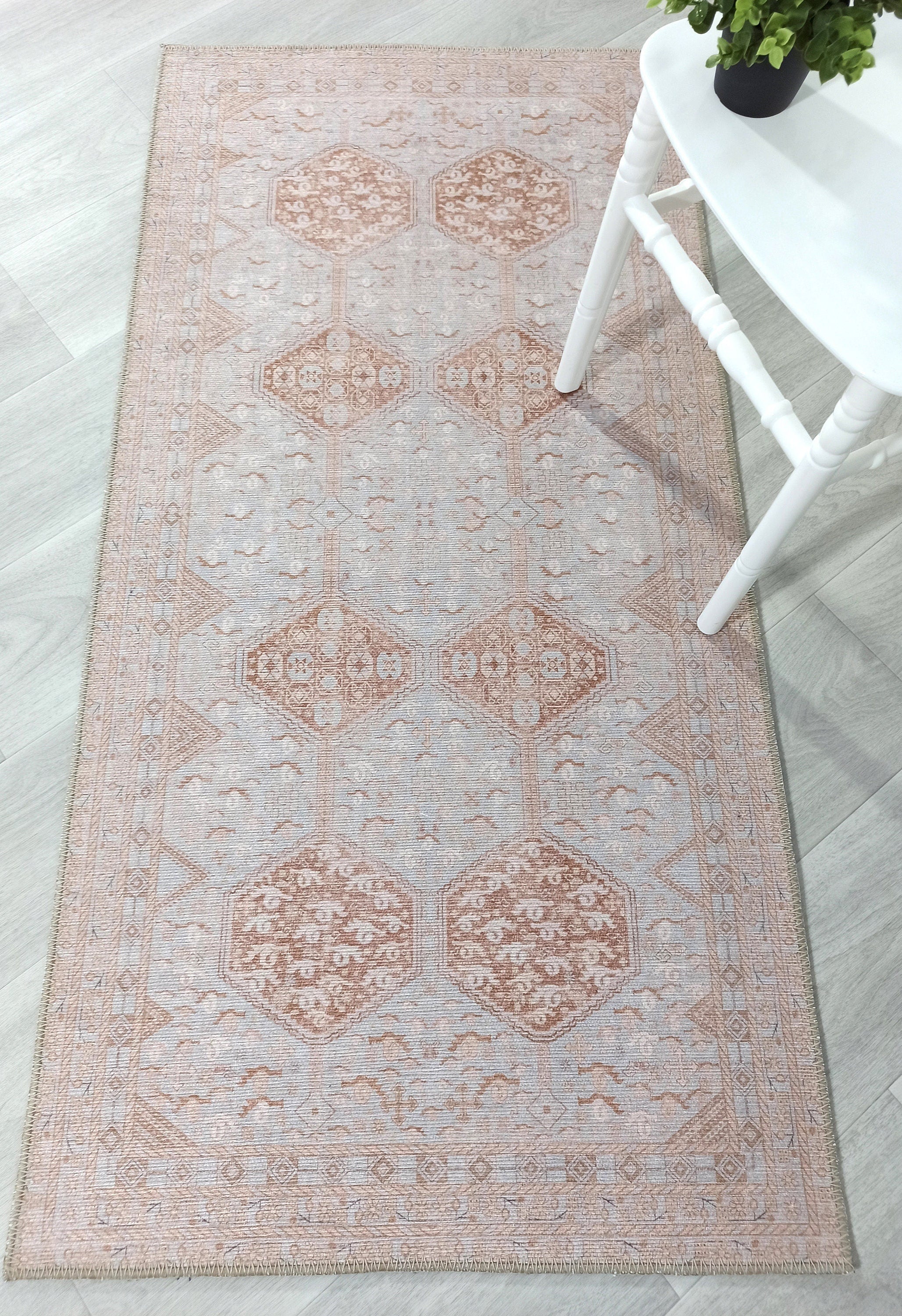 Tiera Rug Vintage Turkish Faded Beige Brown Rug