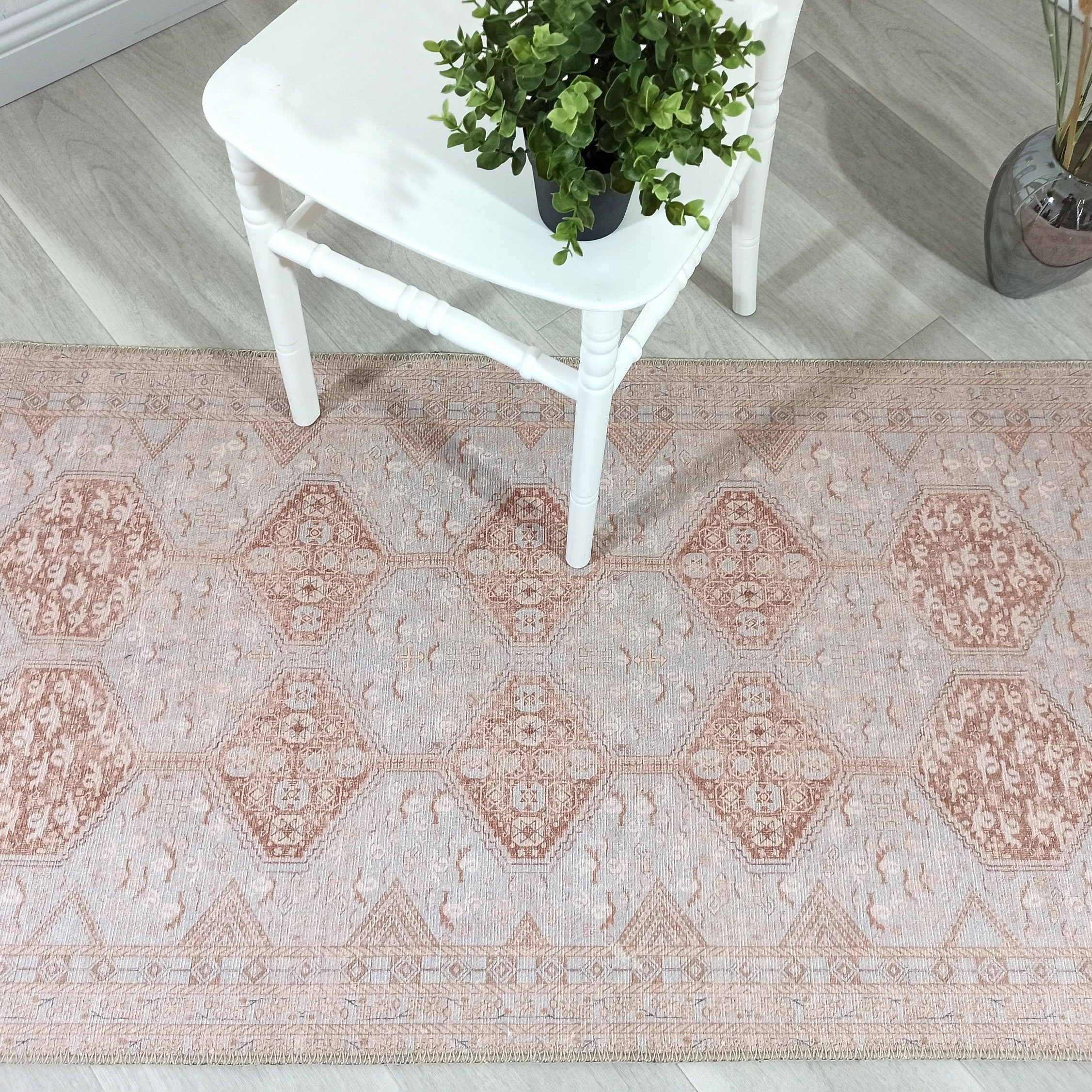 Tiera Rug Vintage Turkish Faded Beige Brown Rug