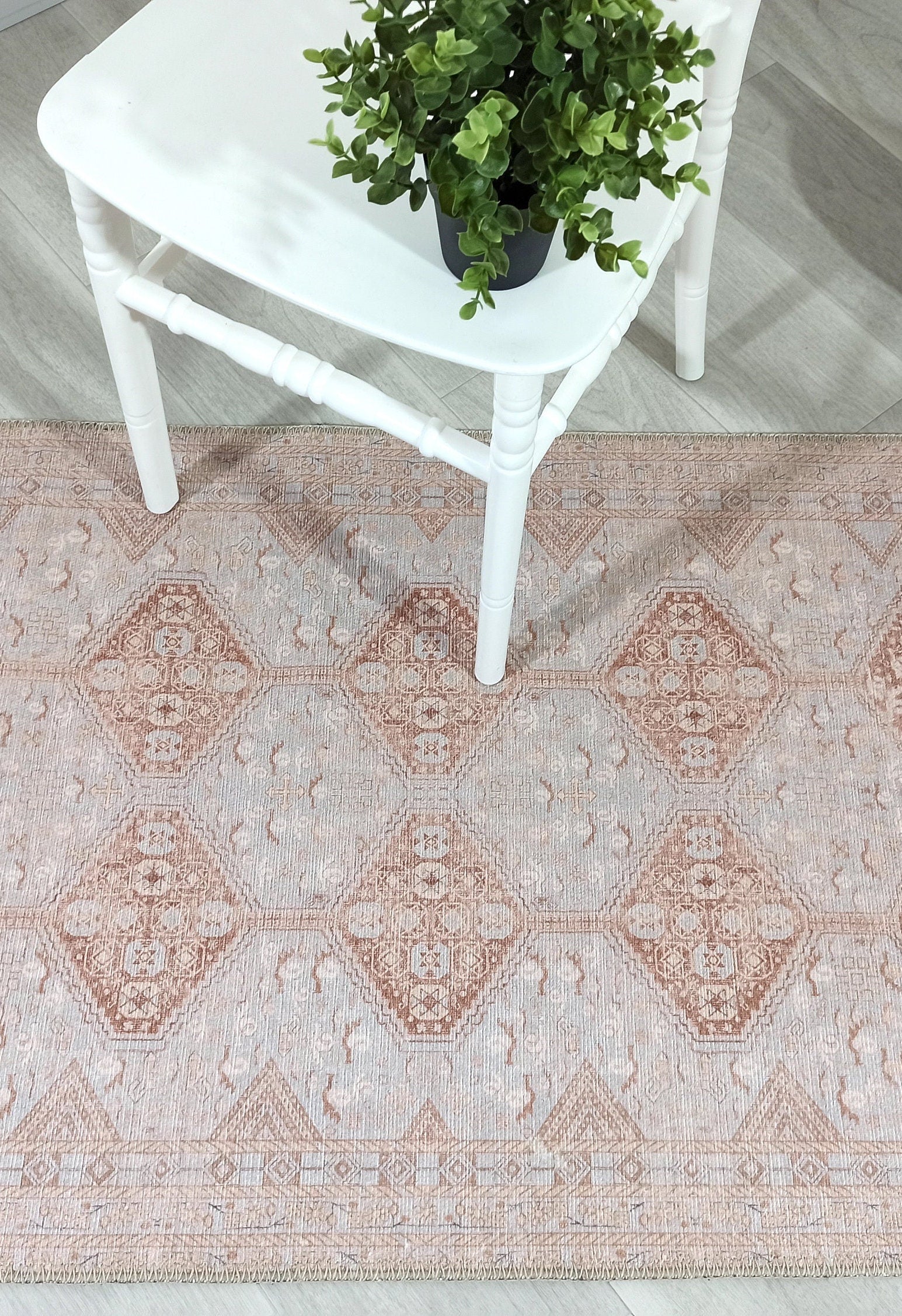 Tiera Rug Vintage Turkish Faded Beige Brown Rug